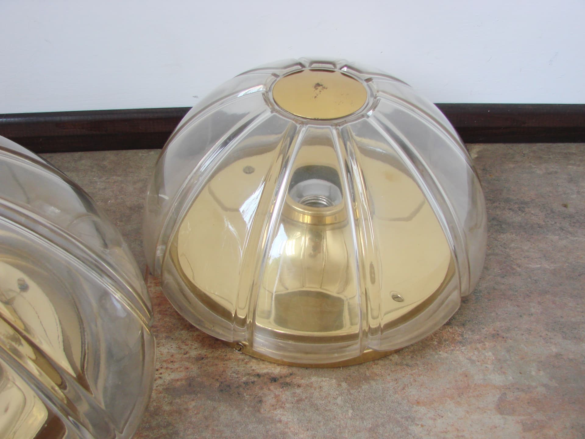 Lamp set, Limburg, transparent glass, gold metal, Limburg / Glashütte Limburg, Germany, 1970s. - 367831
