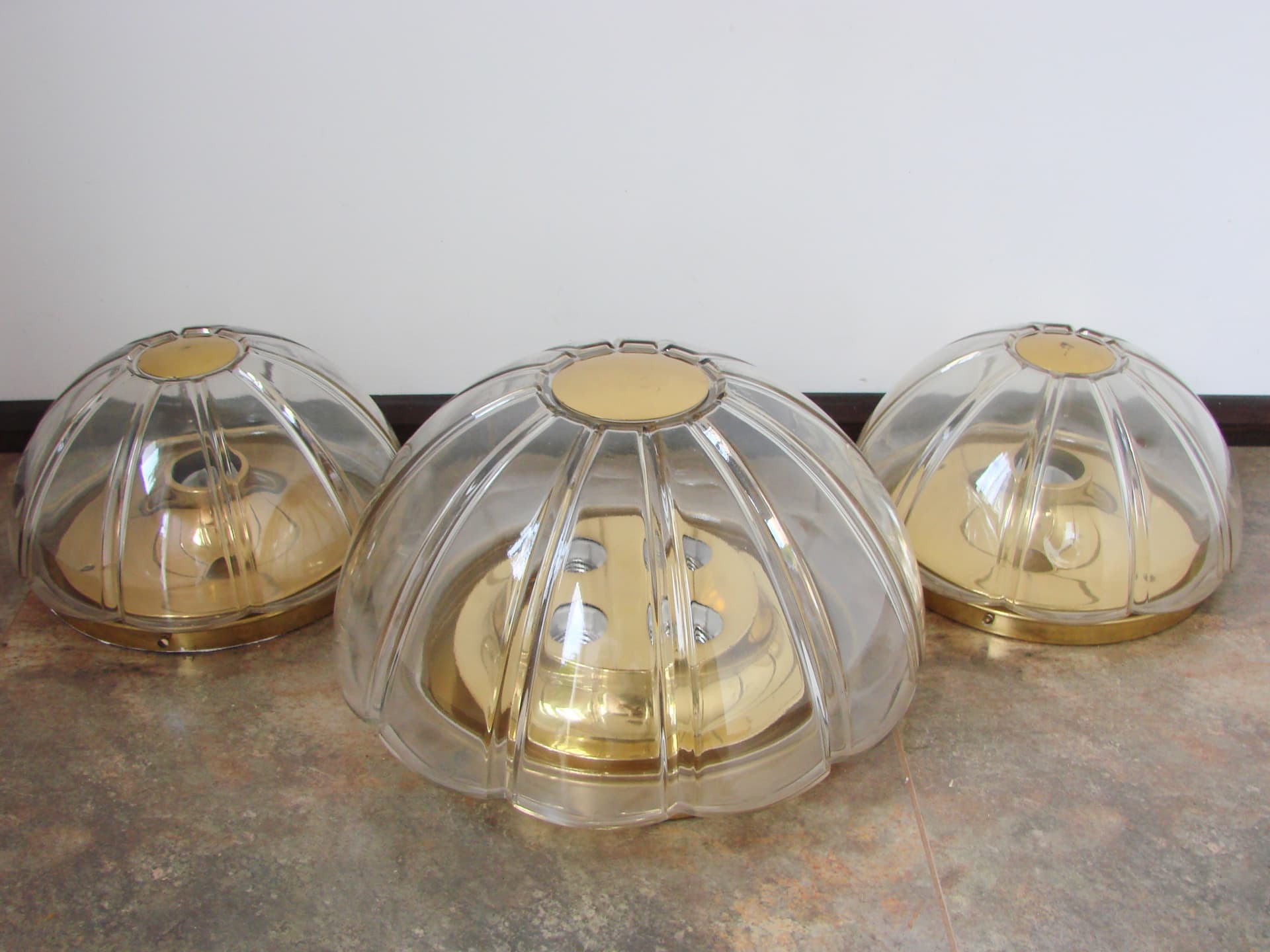 Lamp set, Limburg, transparent glass, gold metal, Limburg / Glashütte Limburg, Germany, 1970s. - 367833