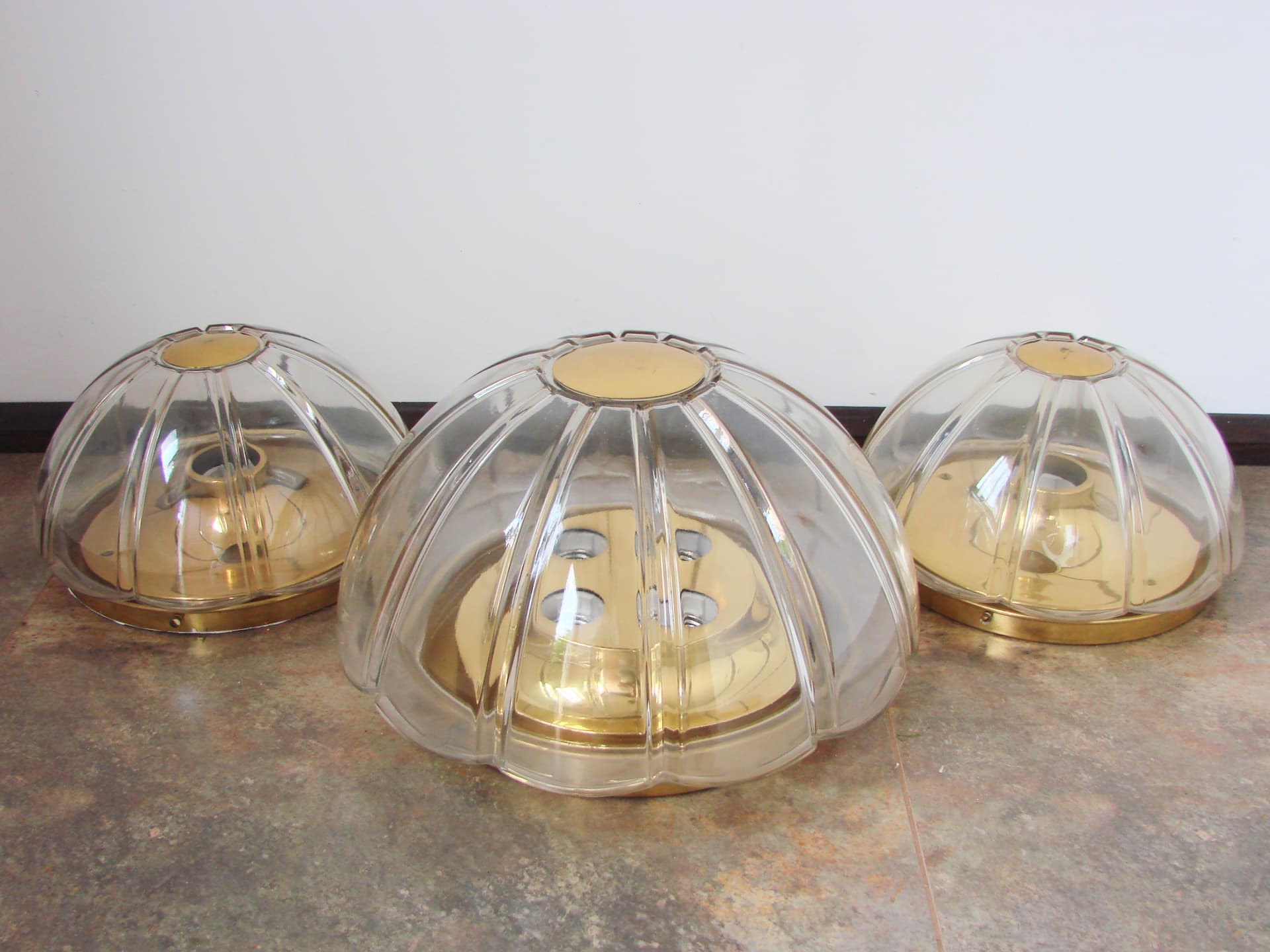 Lamp set, Limburg, transparent glass, gold metal, Limburg / Glashütte Limburg, Germany, 1970s. - 367830