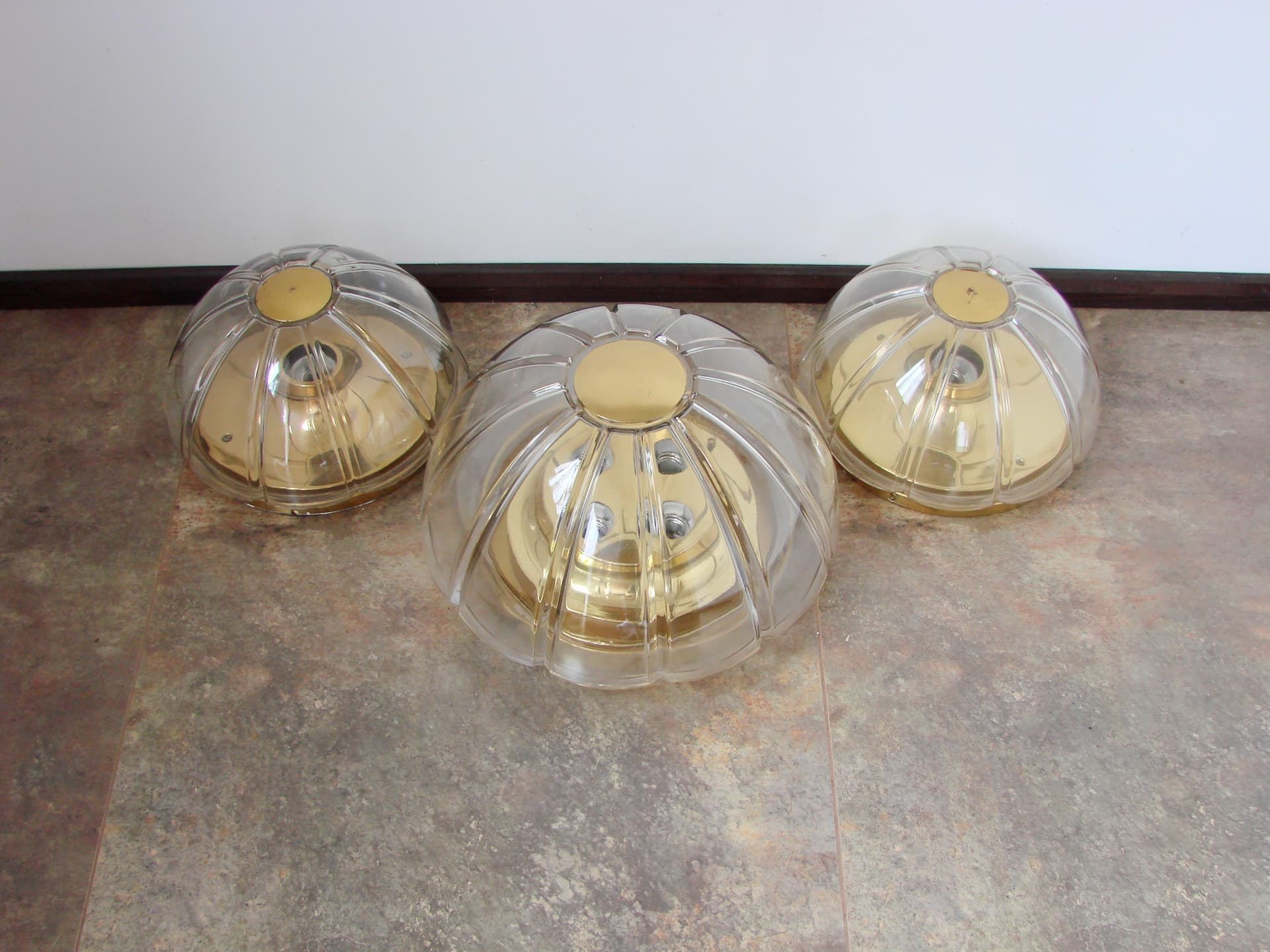 Lamp set, Limburg, transparent glass, gold metal, Limburg / Glashütte Limburg, Germany, 1970s. - 367827