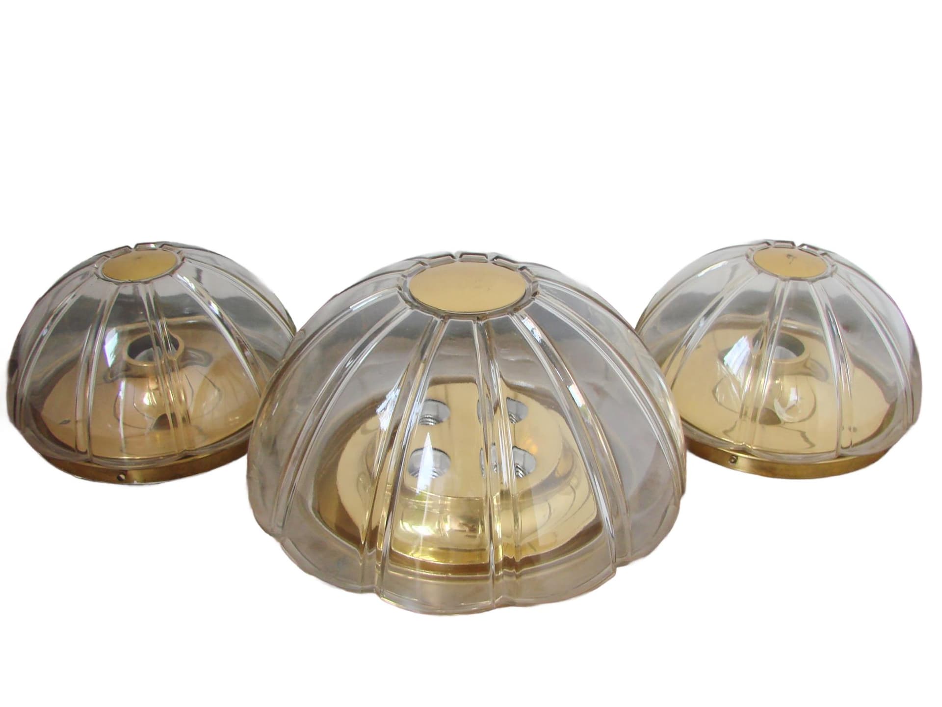 Lamp set, Limburg, transparent glass, gold metal, Limburg / Glashütte Limburg, Germany, 1970s.