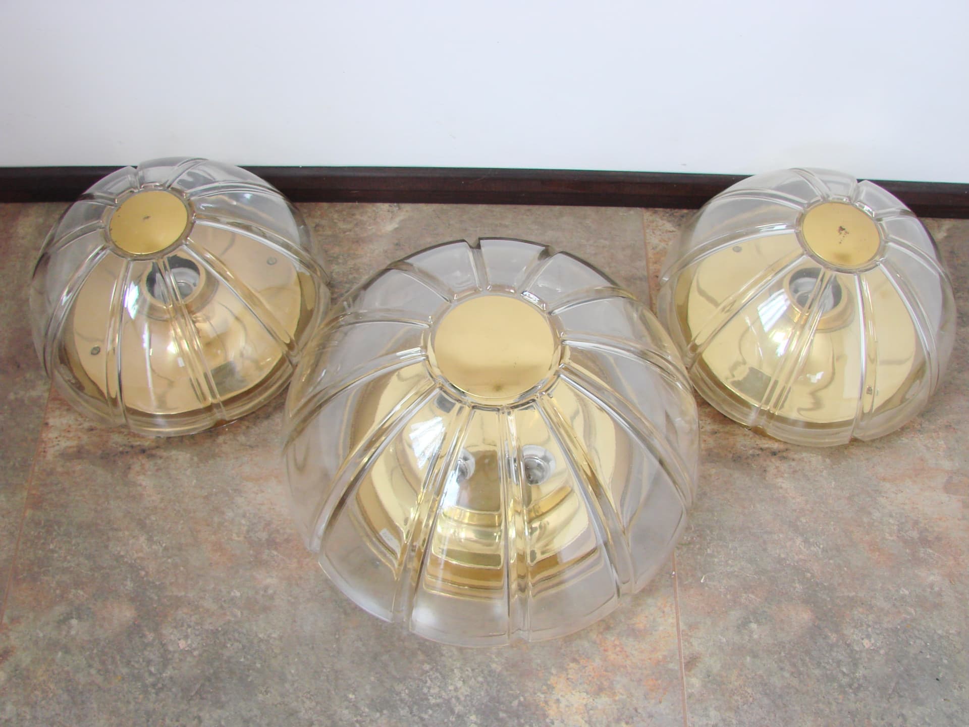 Lamp set, Limburg, transparent glass, gold metal, Limburg / Glashütte Limburg, Germany, 1970s. - 367832