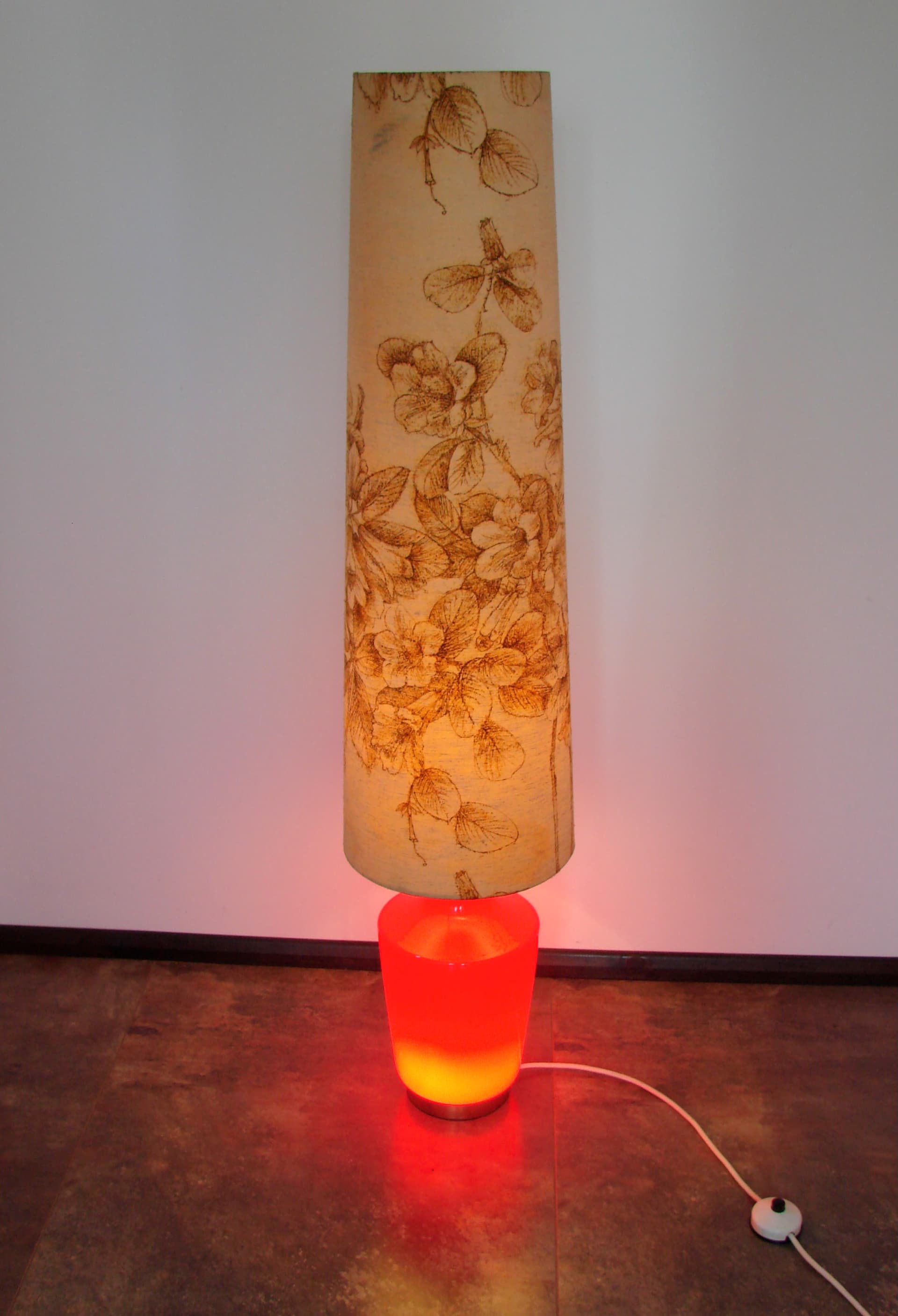 Floor lamp Diora, red glass, brass, 1970s - 367849