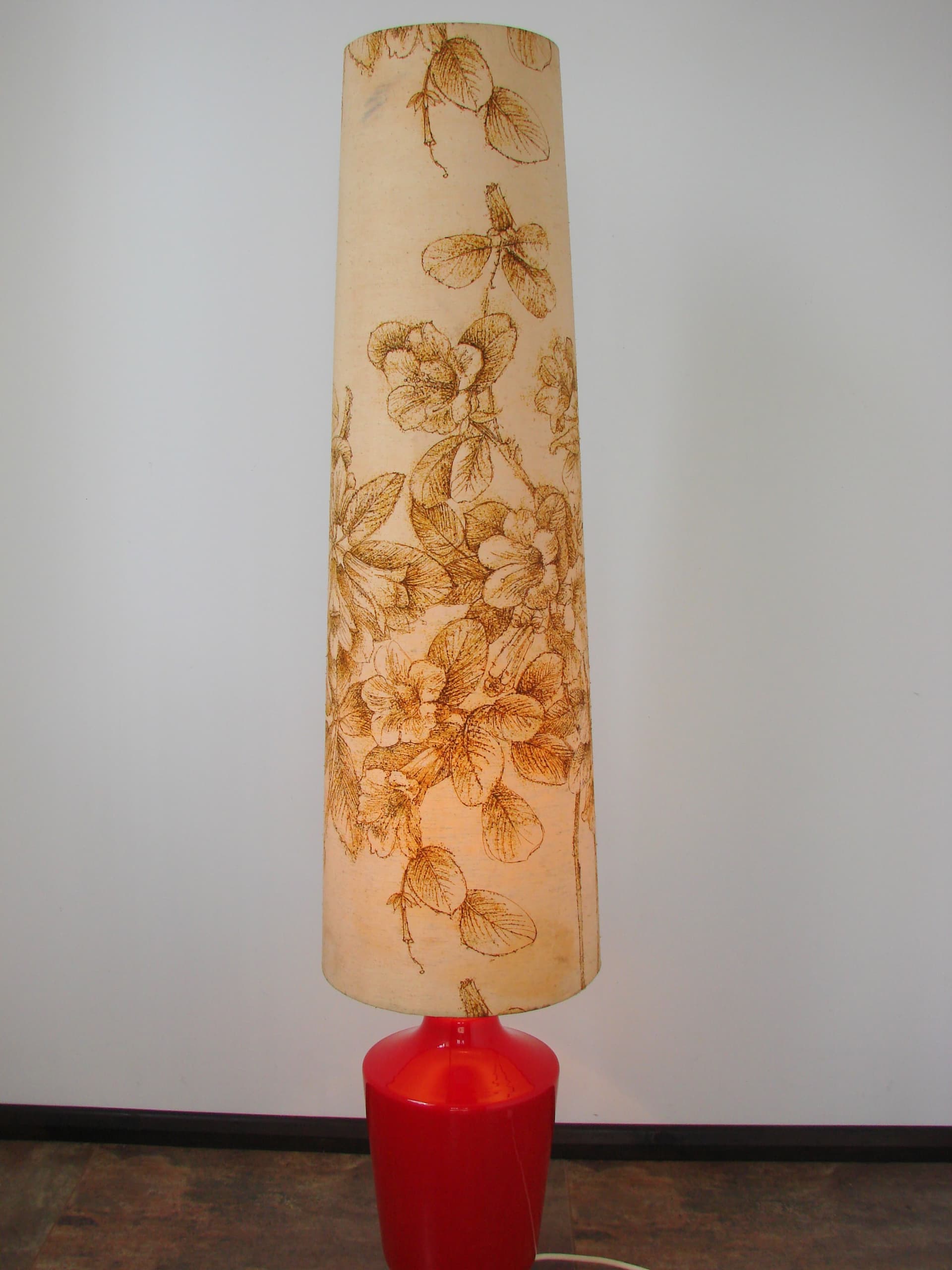 Floor lamp Diora, red glass, brass, 1970s - 367842
