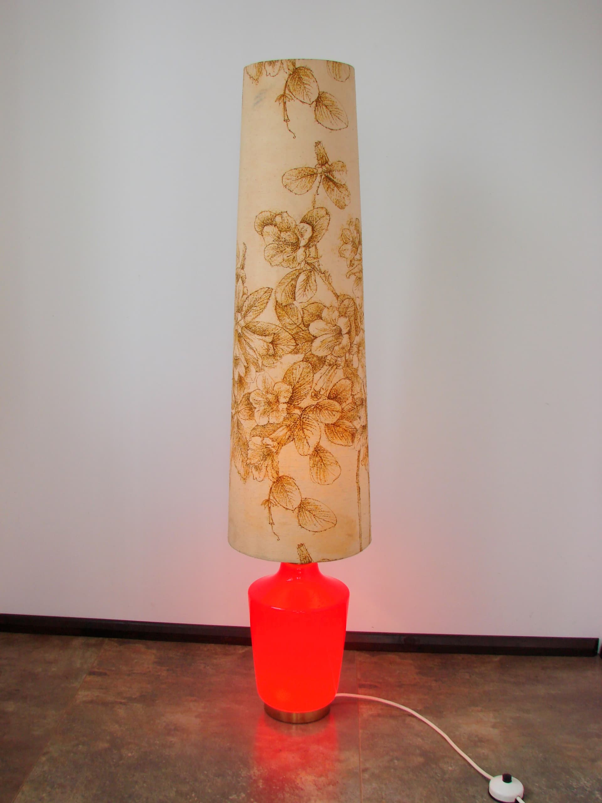 Floor lamp Diora, red glass, brass, 1970s - 367844