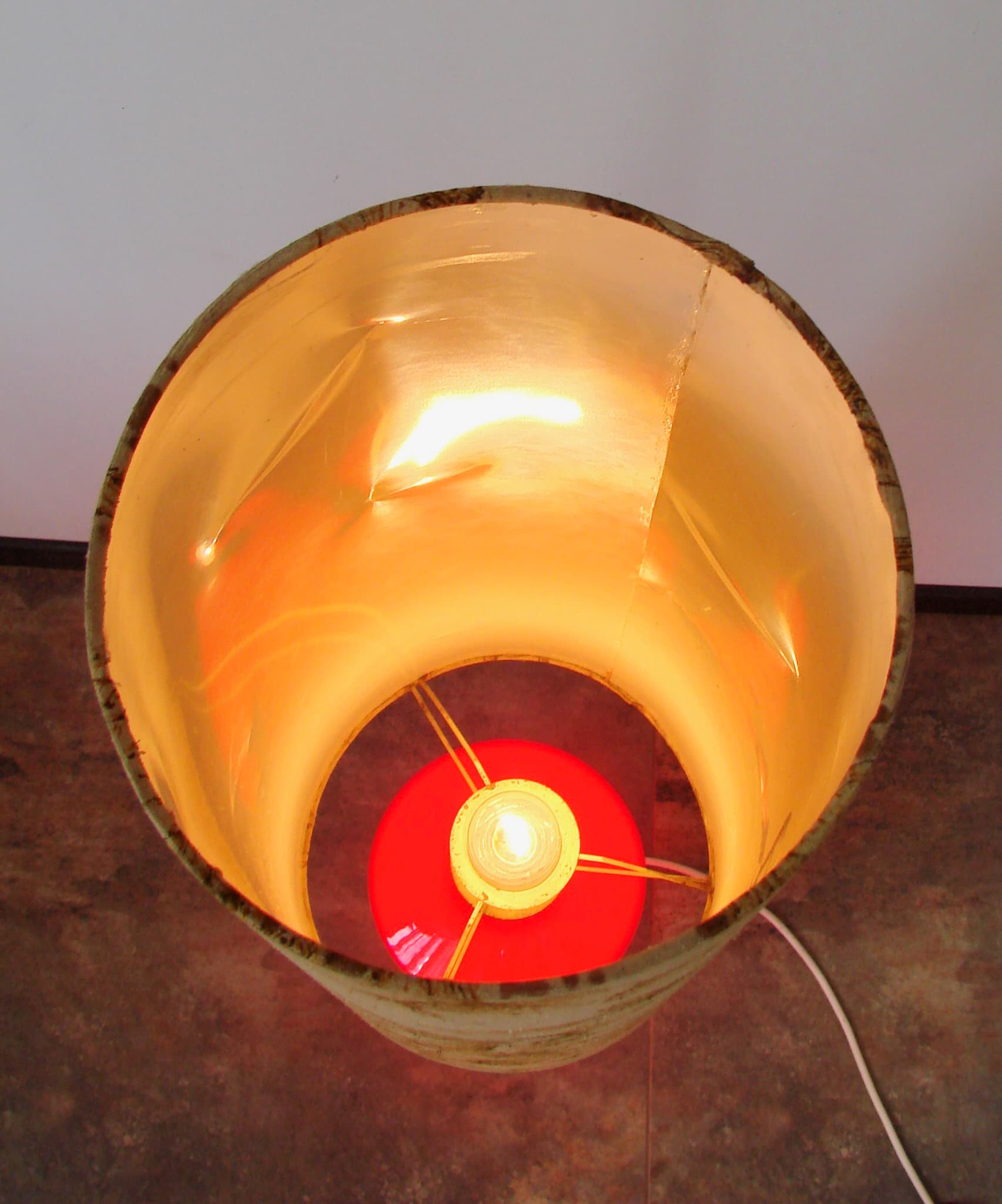 Floor lamp Diora, red glass, brass, 1970s - 367845