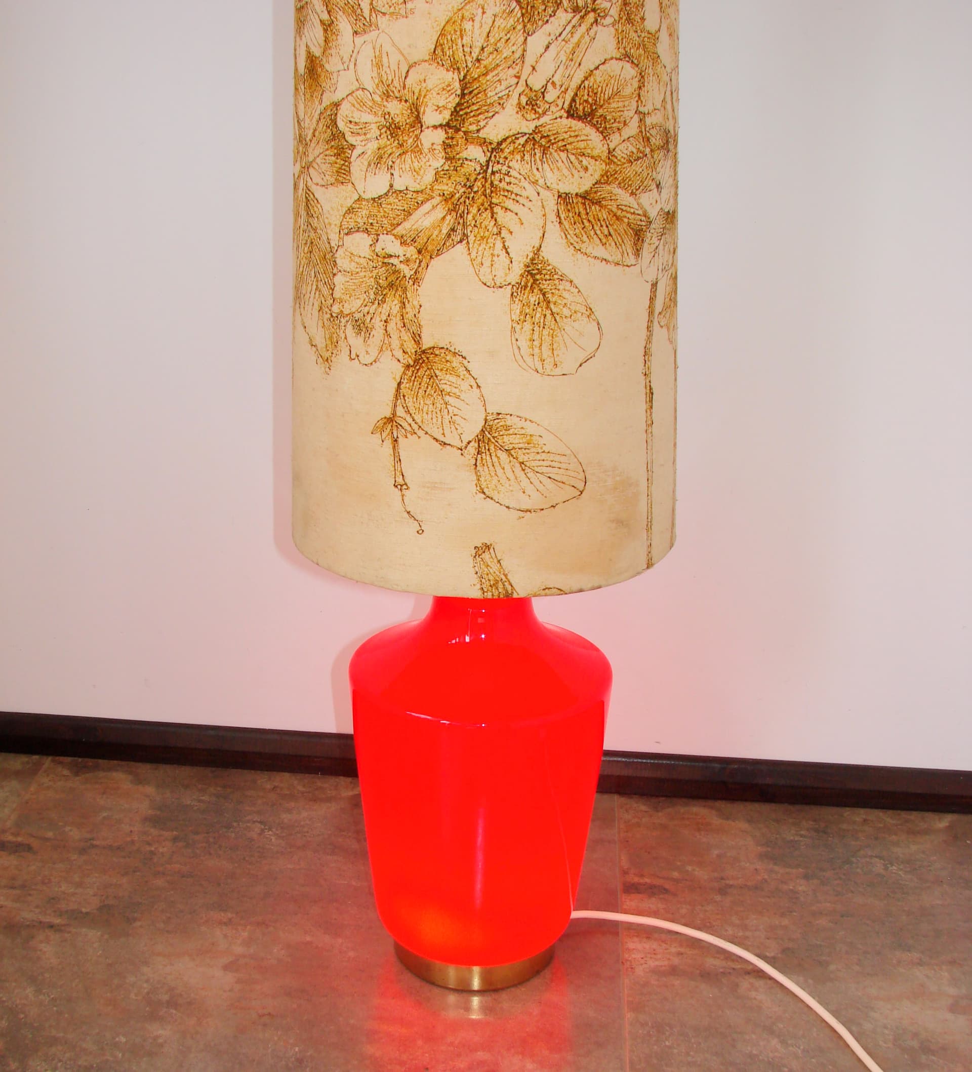 Floor lamp Diora, red glass, brass, 1970s - 367840