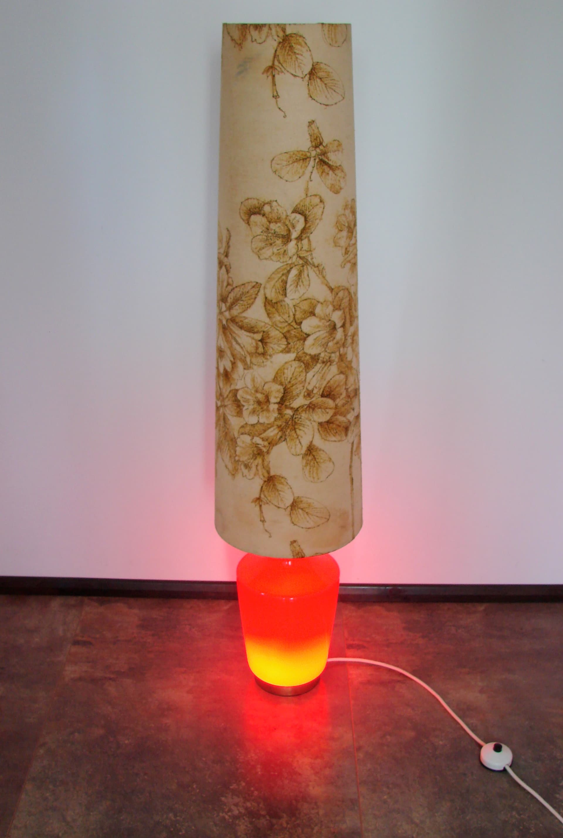 Floor lamp Diora, red glass, brass, 1970s - 367848