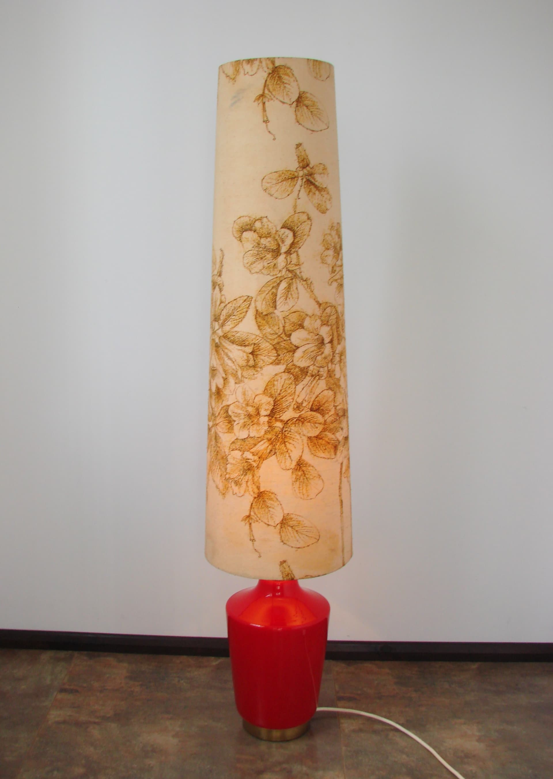 Floor lamp Diora, red glass, brass, 1970s - 367843