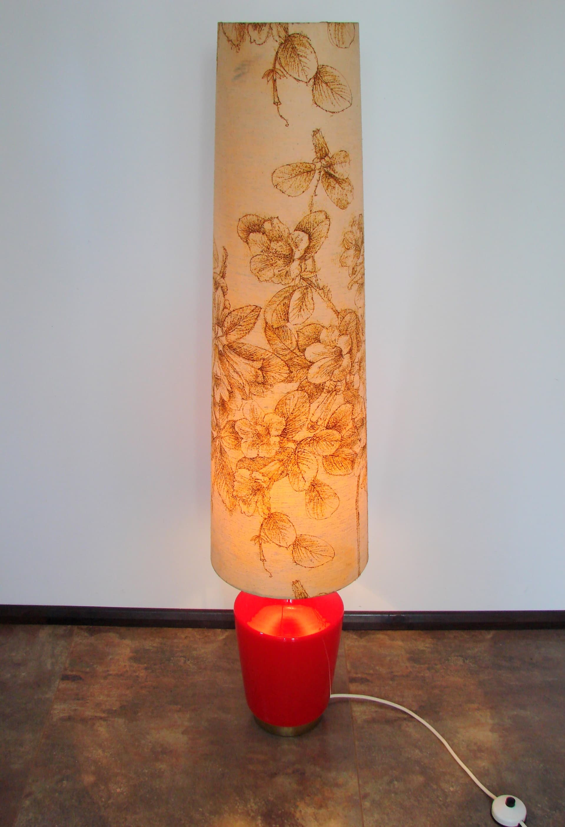 Floor lamp Diora, red glass, brass, 1970s - 367847