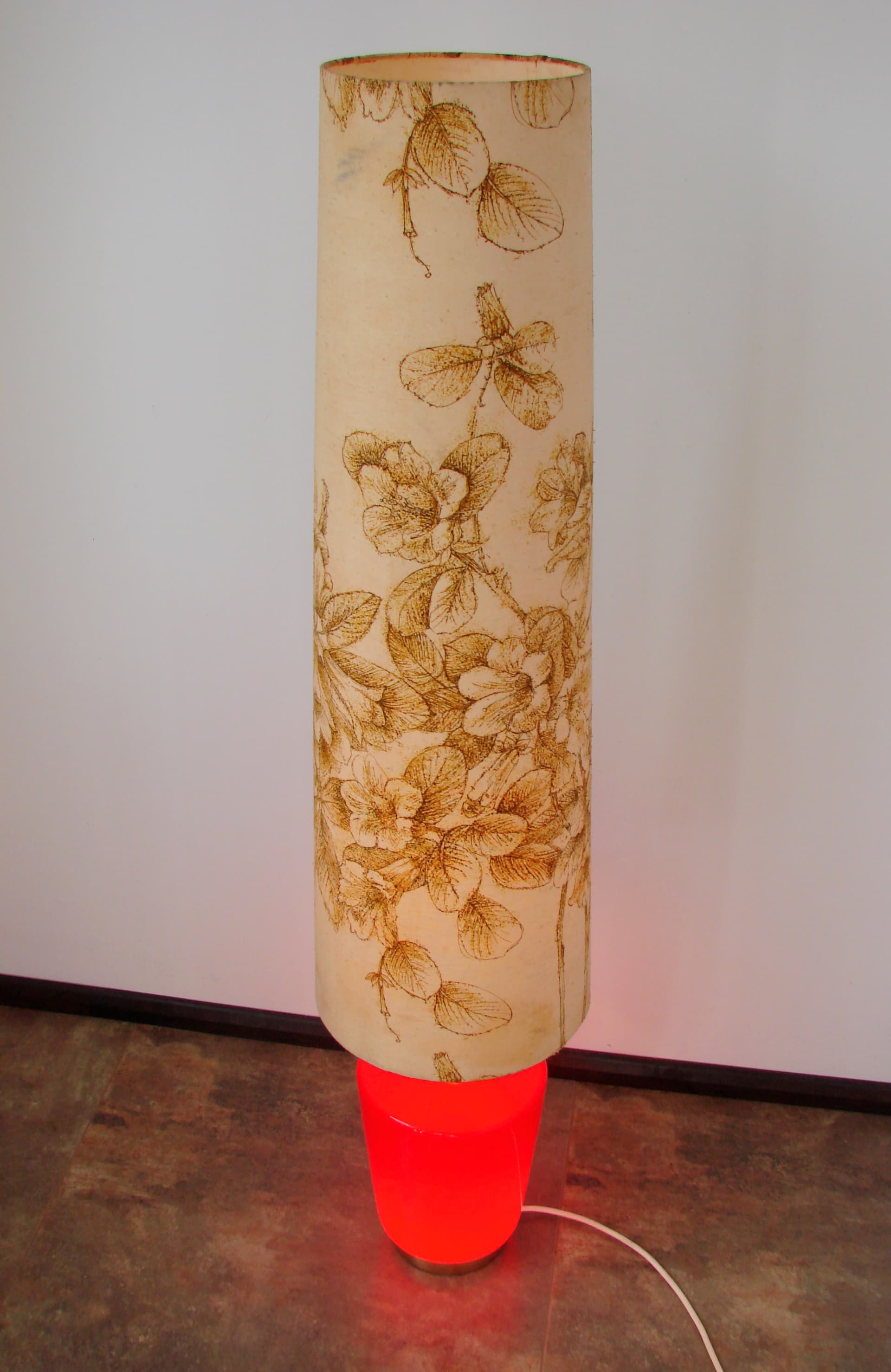 Floor lamp Diora, red glass, brass, 1970s - 367846