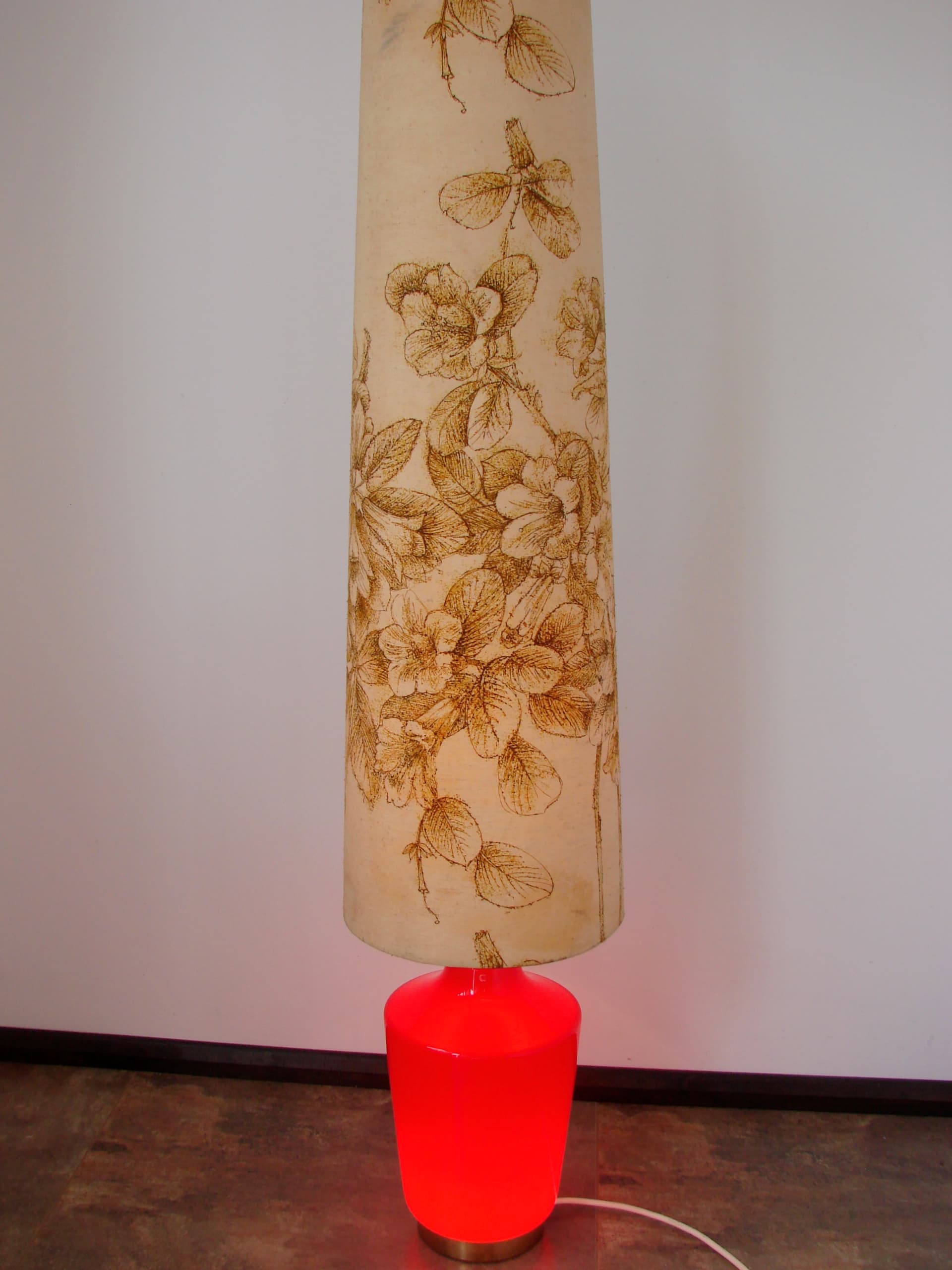 Floor lamp Diora, red glass, brass, 1970s - 367841