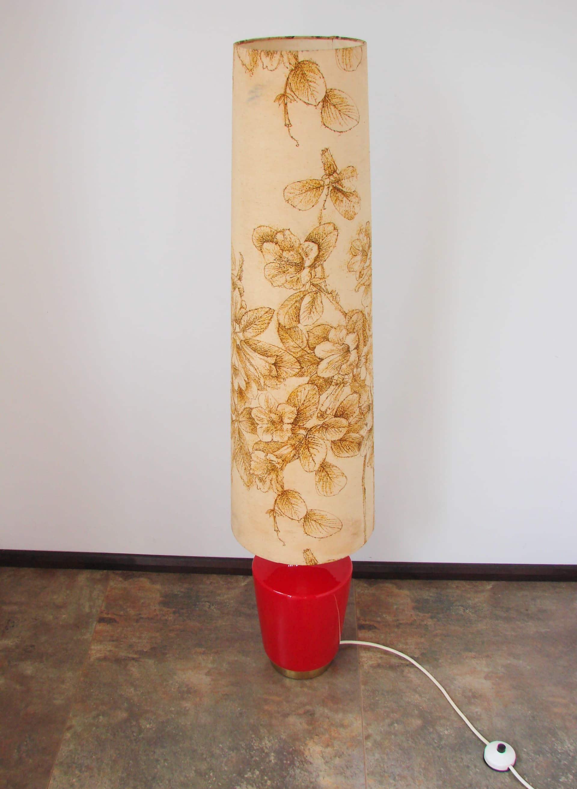 Floor lamp Diora, red glass, brass, 1970s - 367837