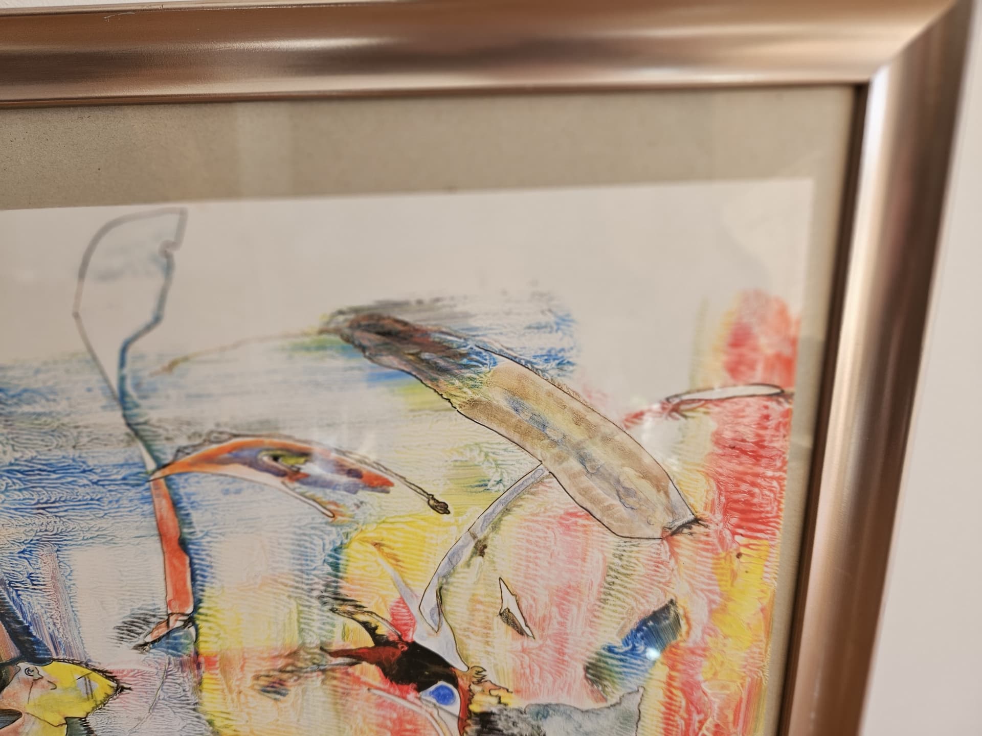 Obraz abstrakcyjny, technika mieszana, papier, 55x46,5 cm - 367853