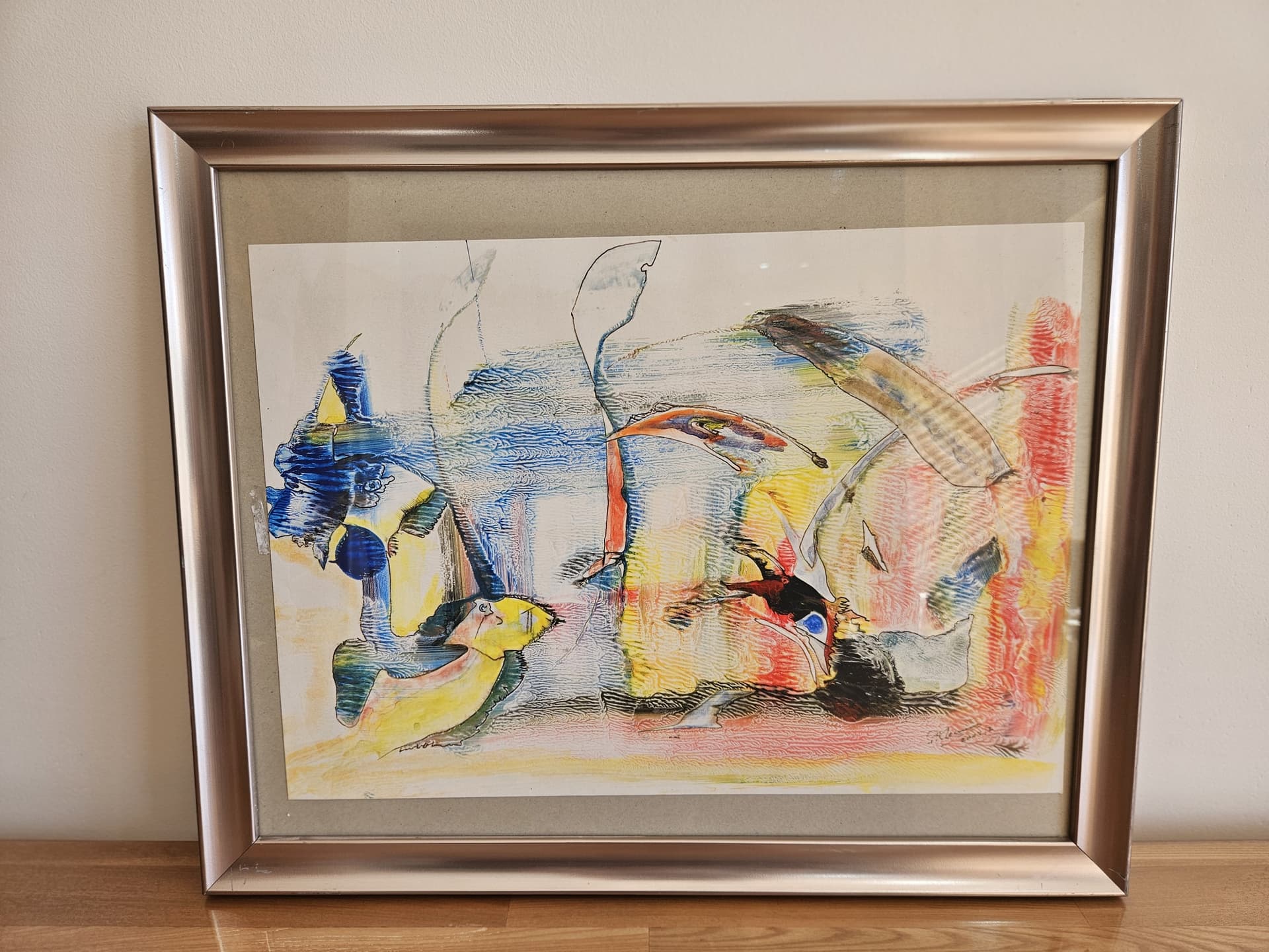 Obraz abstrakcyjny, technika mieszana, papier, 55x46,5 cm - 367856
