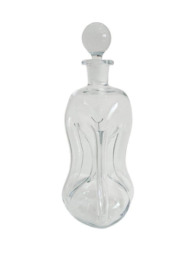 Decanter Kluk Kluk, clear glass, by J. E. Bang, Holmegaard, Denmark, 1950s. - DIMENSION