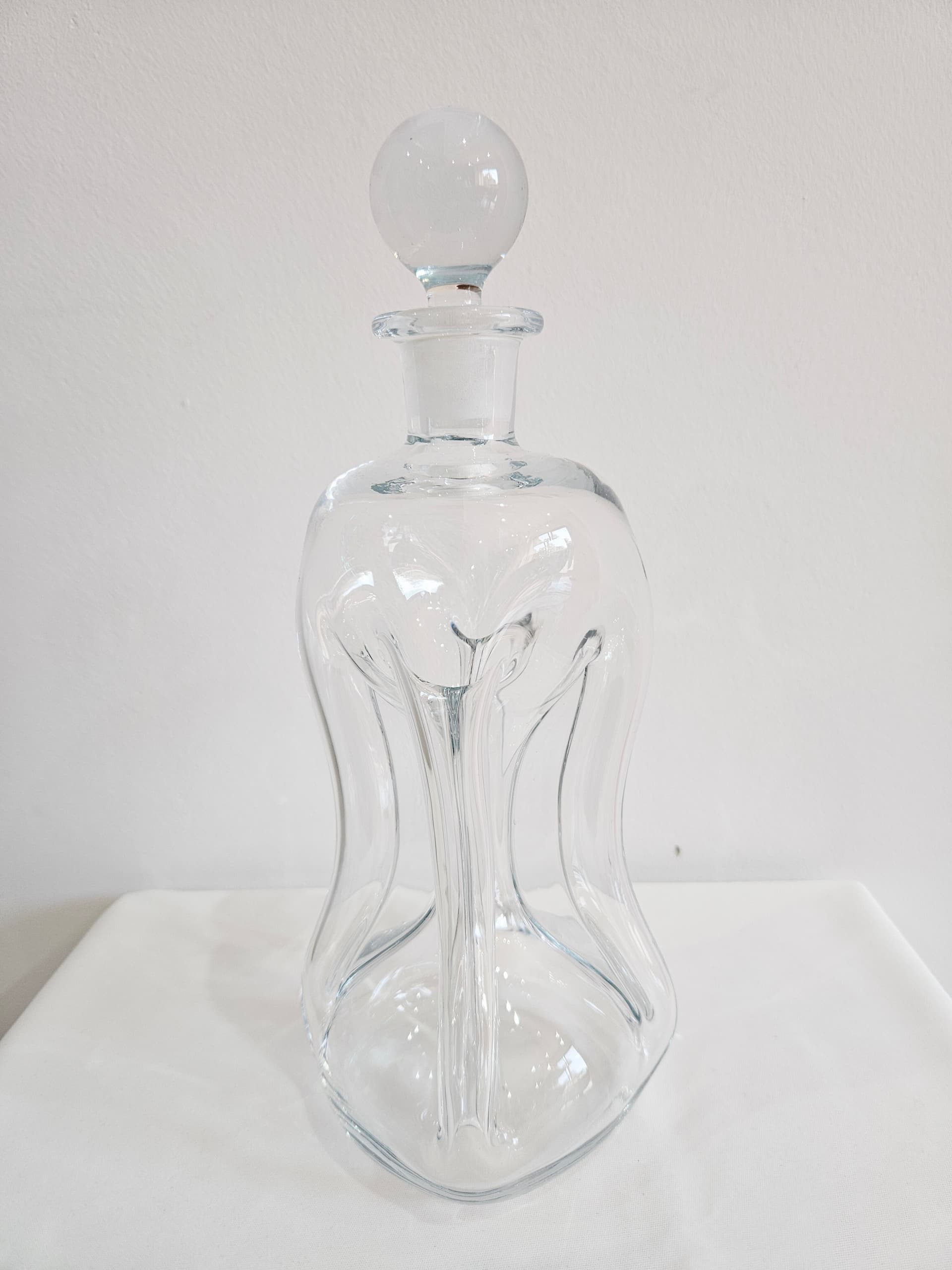 Decanter Kluk Kluk, clear glass, by J. E. Bang, Holmegaard, Denmark, 1950s. - 367861