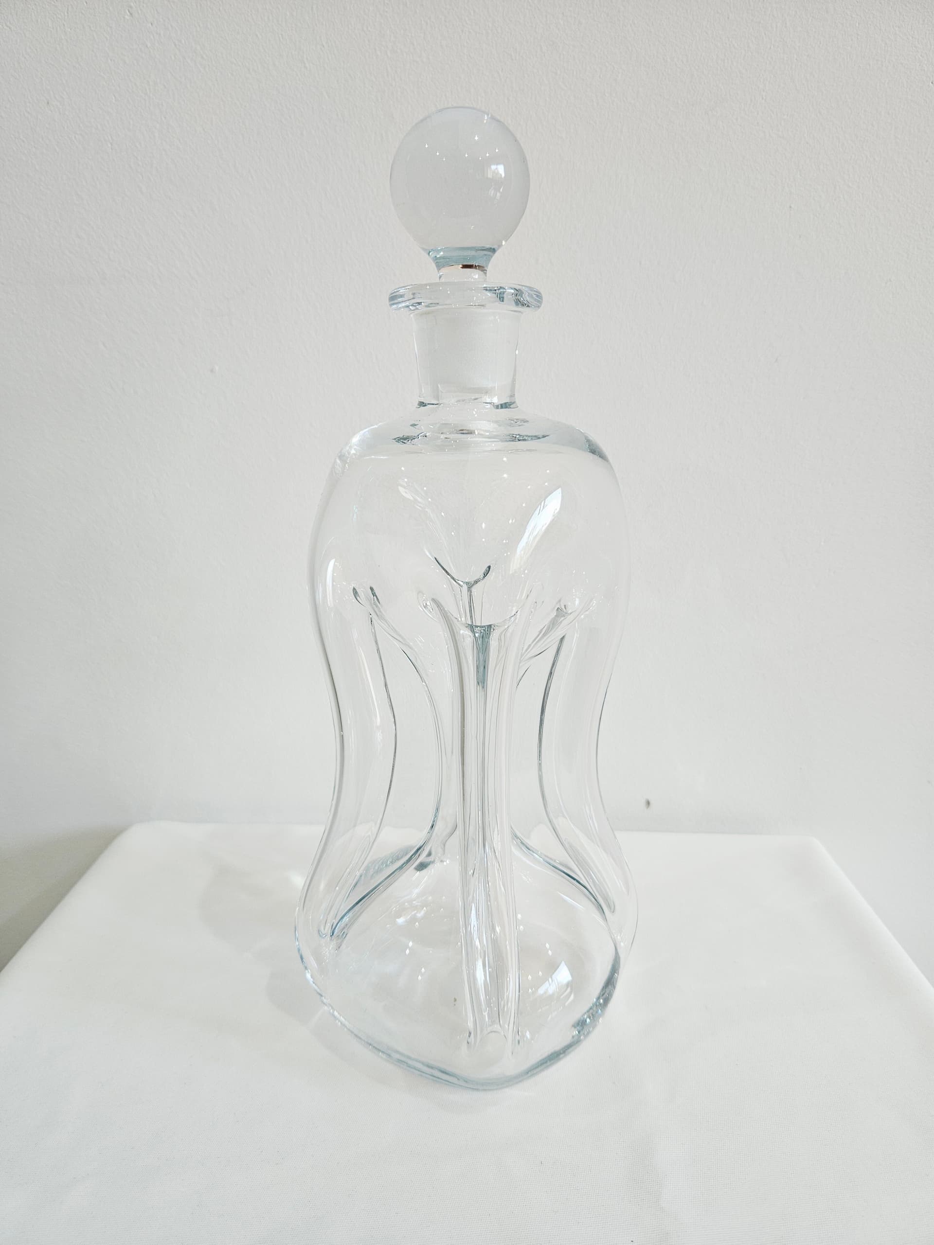 Decanter Kluk Kluk, clear glass, by J. E. Bang, Holmegaard, Denmark, 1950s. - 367863