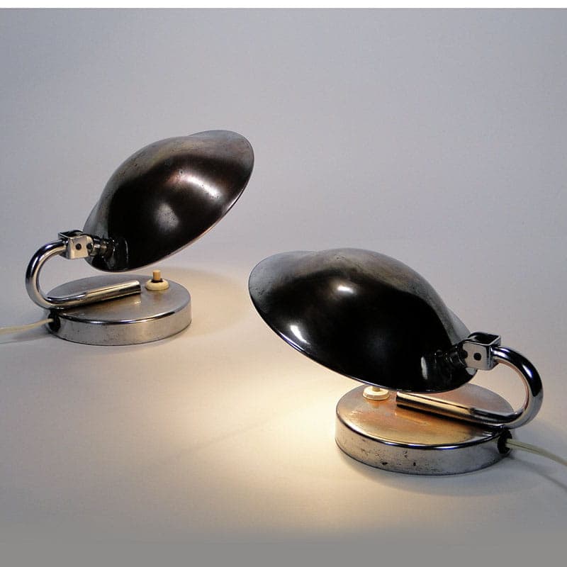 Table Lamp Żółwik, silver chromed steel, Napaco, Czechia, 1930s. - 368043
