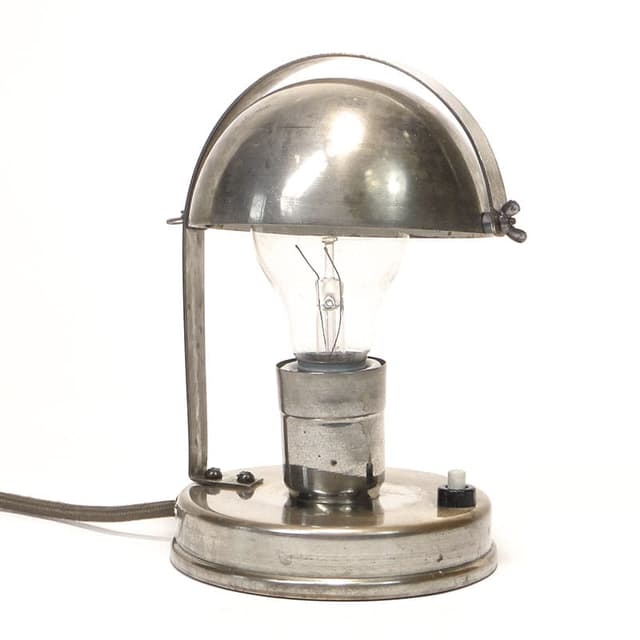 Table lamp mushroom, nickel-plated silver metal, 1920s - DIMENSION