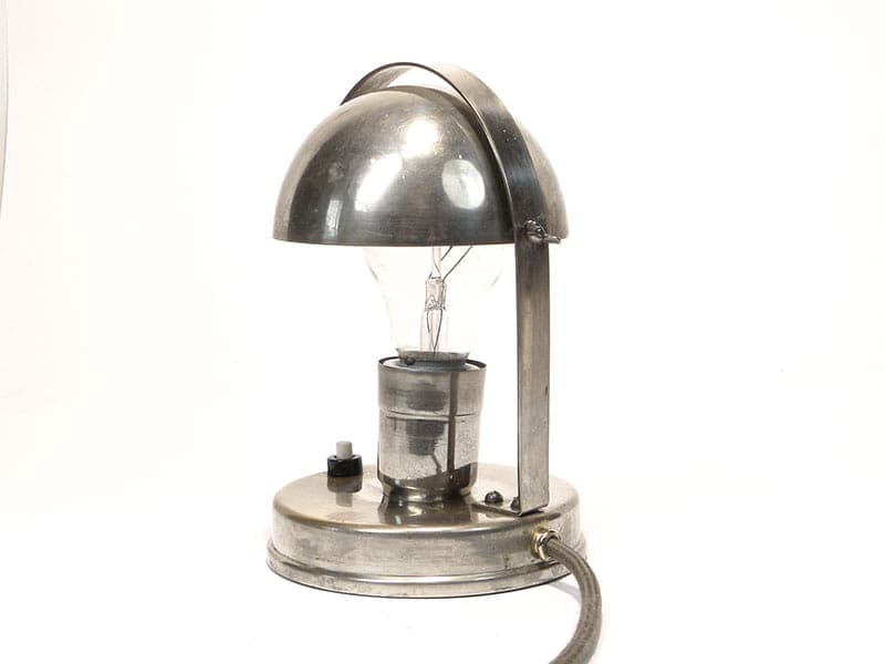 Table lamp mushroom, nickel-plated silver metal, 1920s - 368059