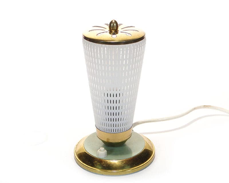 Pair of table lamps, white glass, gold brass, Germany, 1950s. - 368063