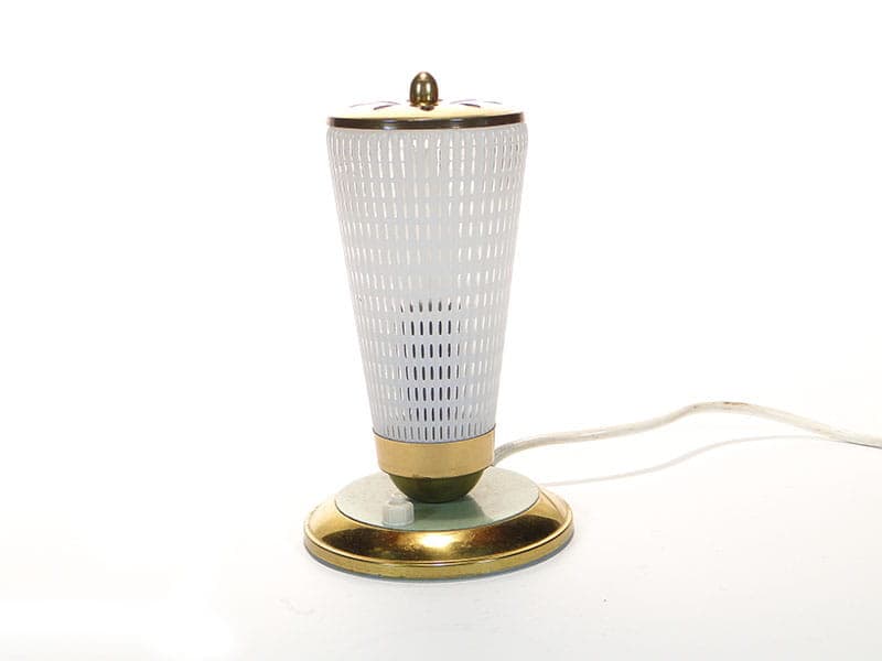 Pair of table lamps, white glass, gold brass, Germany, 1950s. - 368066