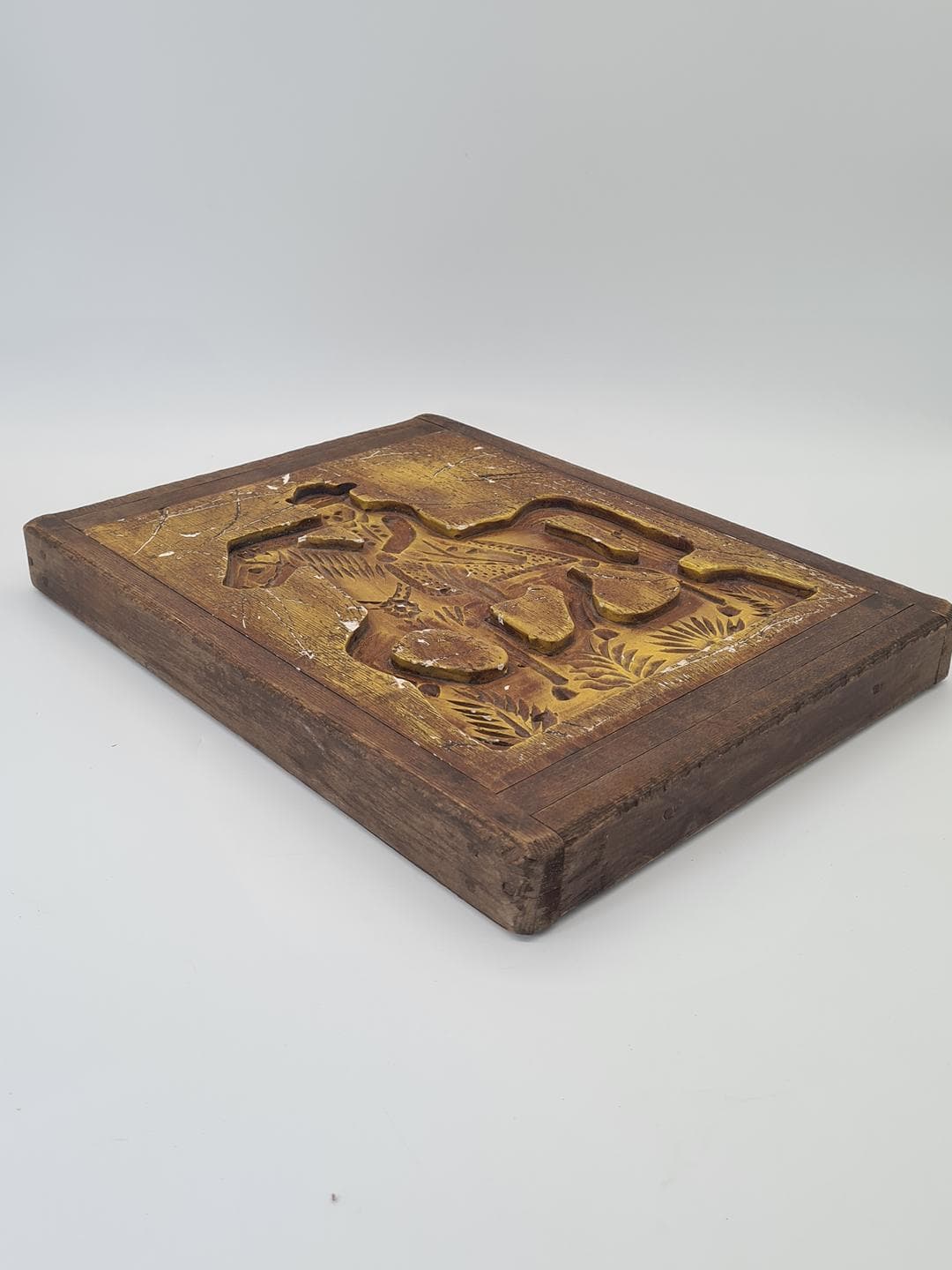 Płaskorzeźba ścienna jeździec, brązowy, drewno, XIX w. - 368155