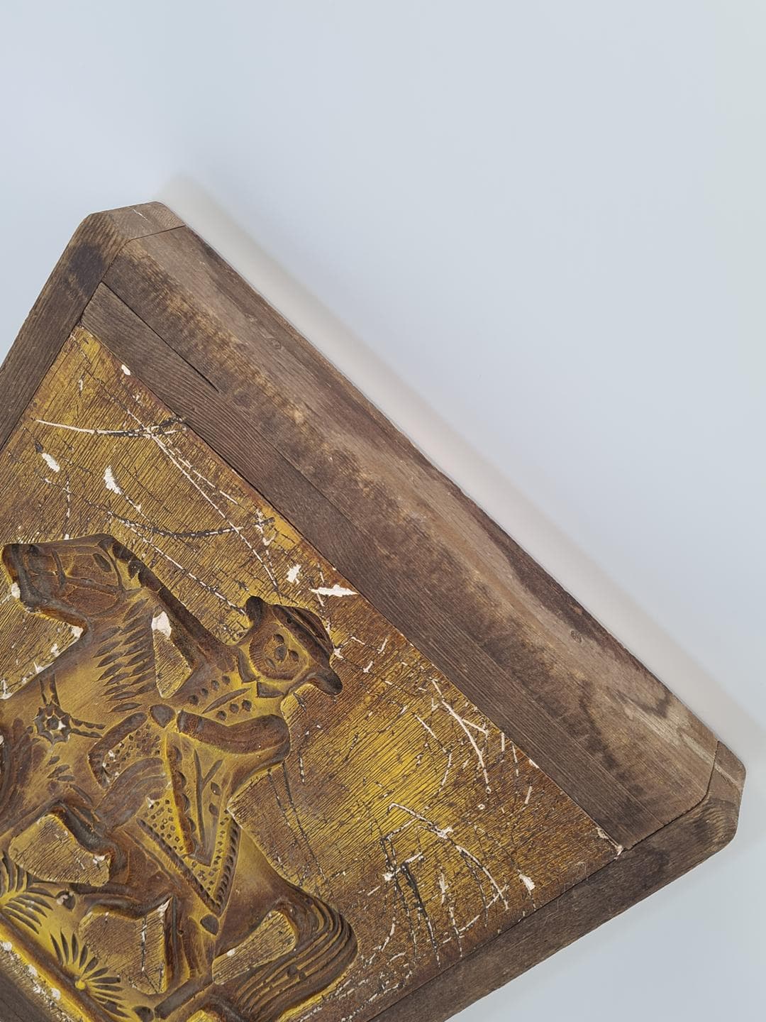 Płaskorzeźba ścienna jeździec, brązowy, drewno, XIX w. - 368157