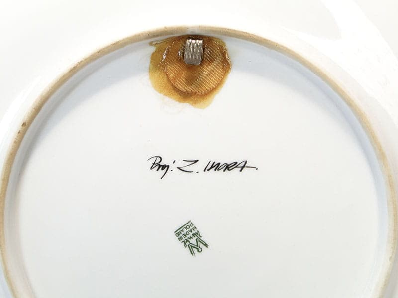 Talerz dekoracyjny, czarno-biały, porcelana, Polska, lata 50. - 368340