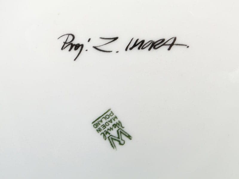 Talerz dekoracyjny, czarno-biały, porcelana, Polska, lata 50. - 368341