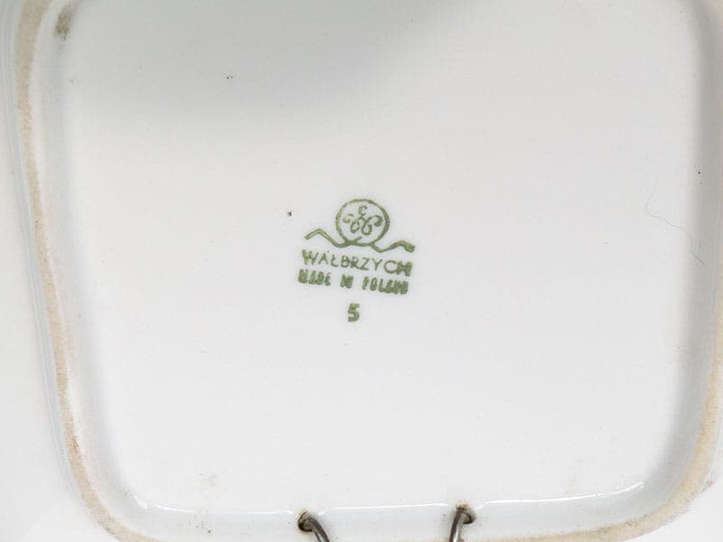 Talerz ozdobny Akwarium, brązowy biały, porcelana, Polska, lata 50. - 368394