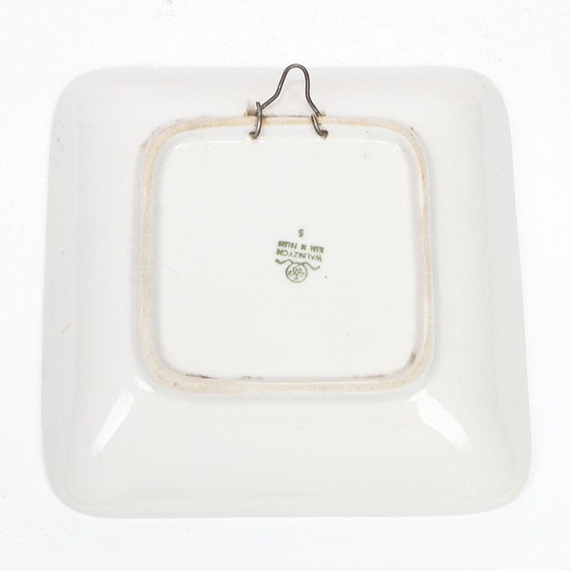 Talerz ozdobny Akwarium, brązowy biały, porcelana, Polska, lata 50. - 368397
