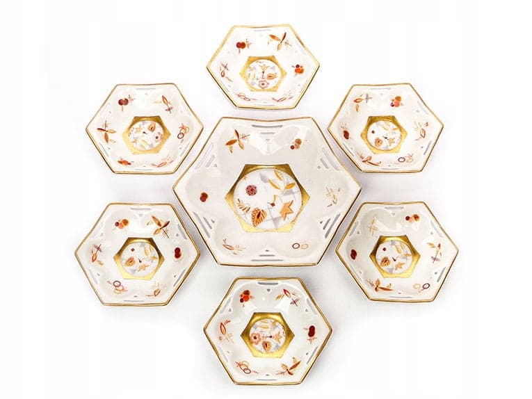 Jam Serving Set Art Deco, ivory porcelain, gilt, Rosenthal, Germany, 1930s
