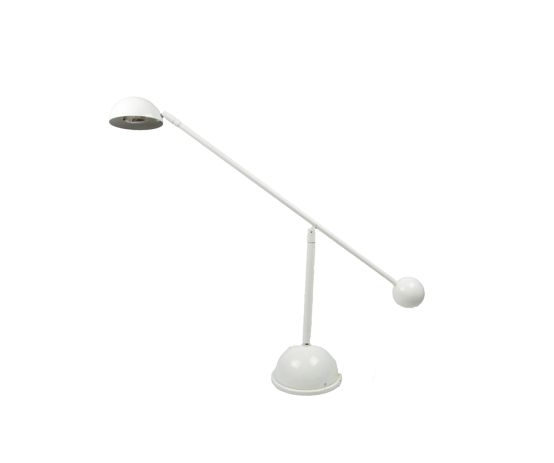 Lampa biurkowa, biały, metal, lata 80.