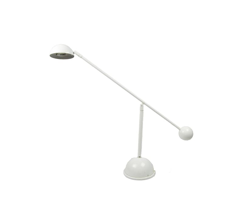 Lampa biurkowa, biały, metal, lata 80.