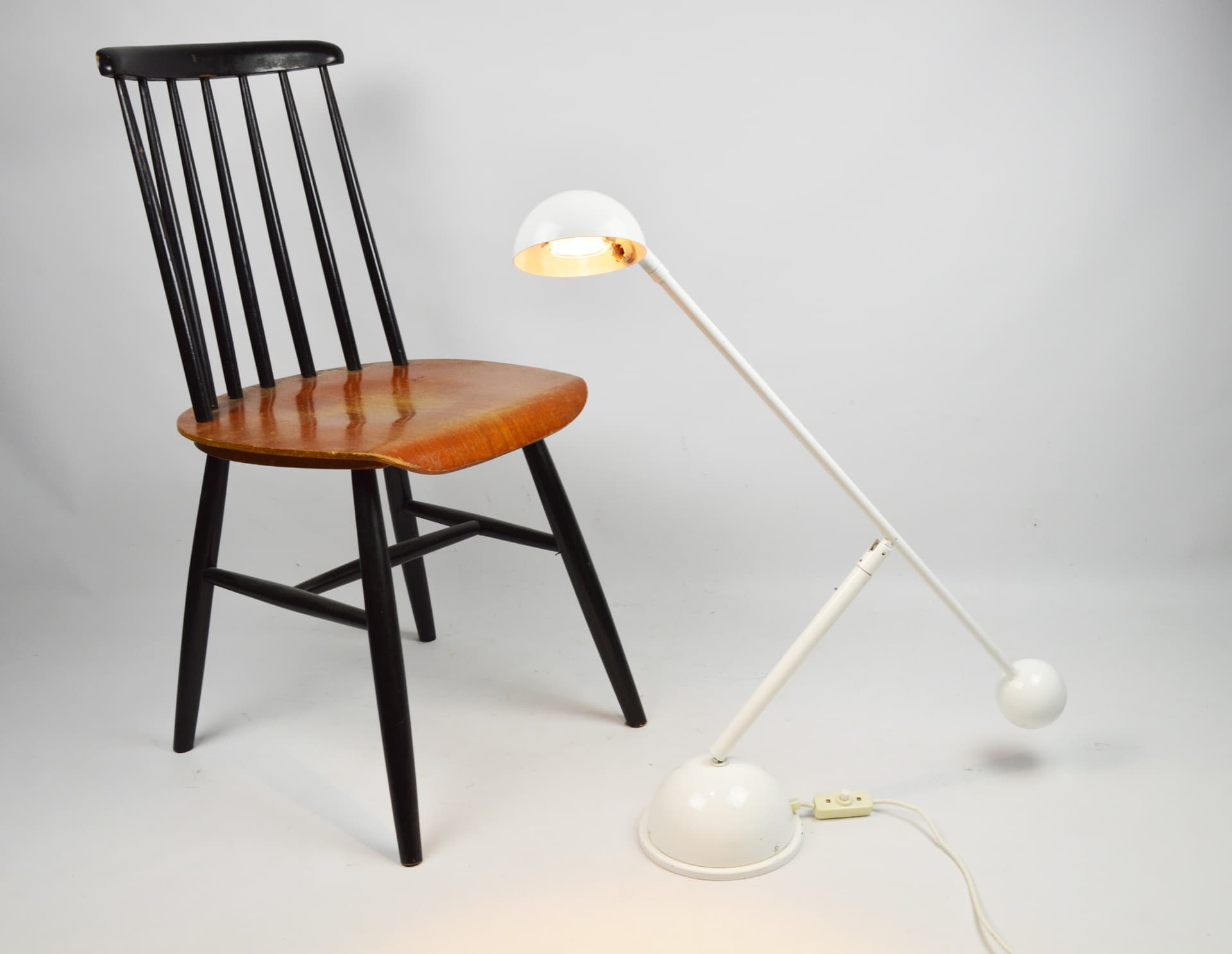 Lampa biurkowa, biały, metal, lata 80. - 368633