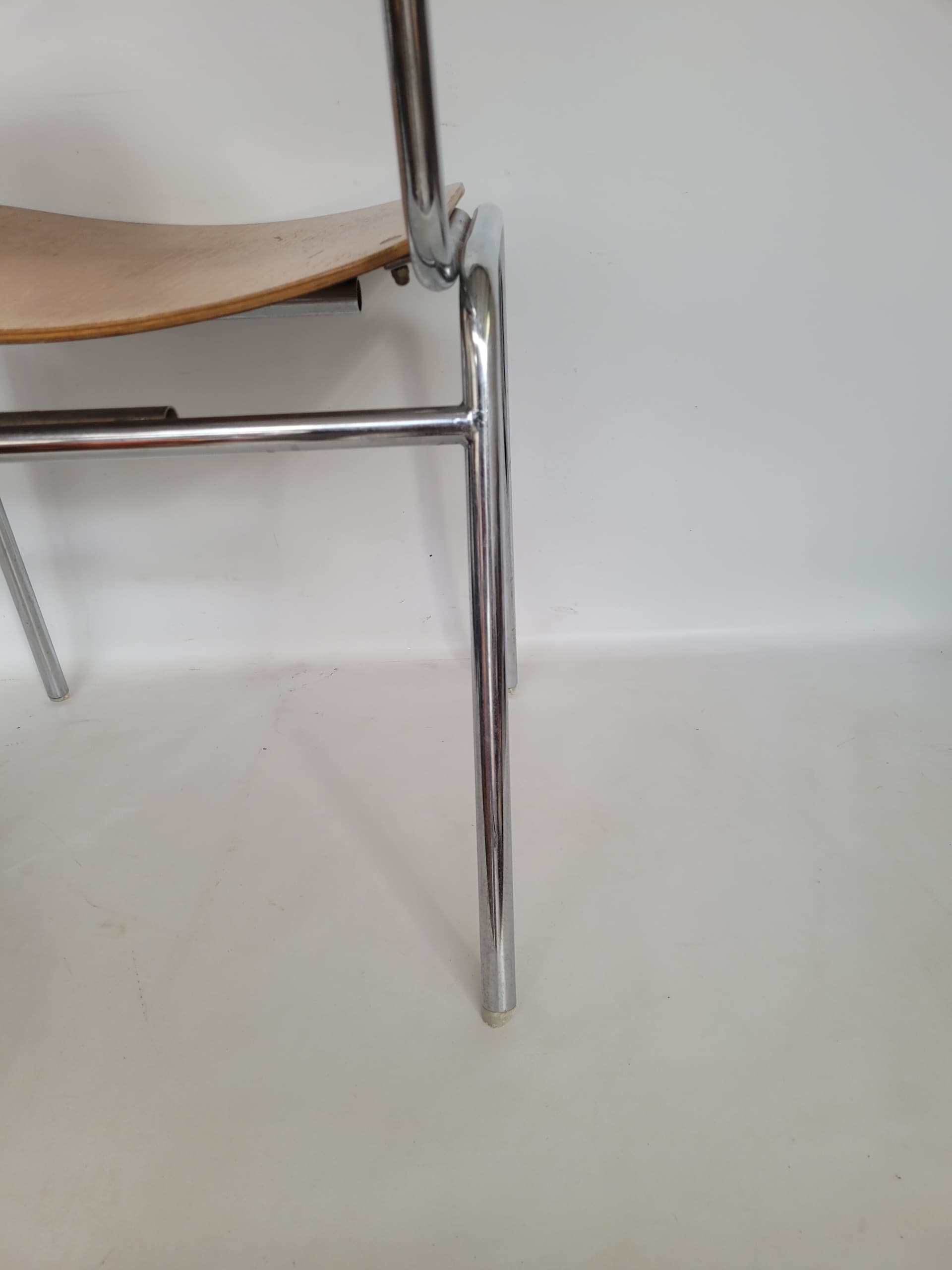 Krzesło Bauhaus, sklejka brązowa, metal srebrny, Thonet, lata 70. - 368712