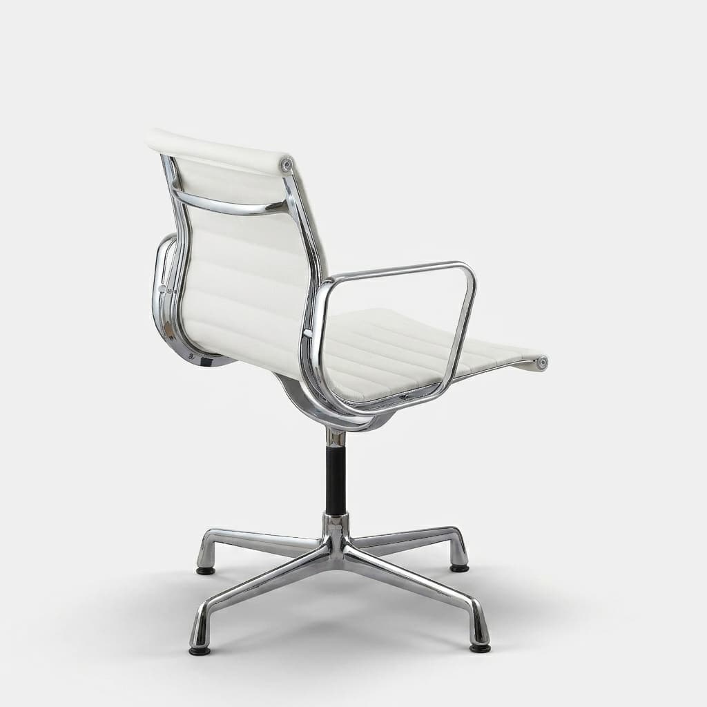 Krzesło obrotowe EA108 białe, odnowione, skóra Madras, proj. Ch. & R. Eames, Vitra - 368762