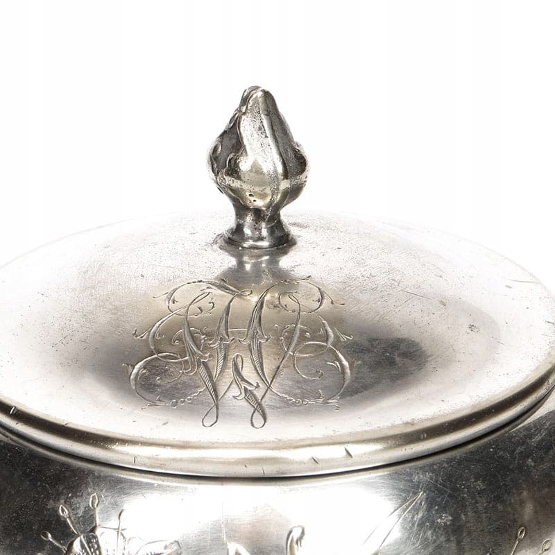 Cukiernica secesyjna, srebrny mosiądz, złocenie, WMF, Niemcy, początek XX w. - 368826