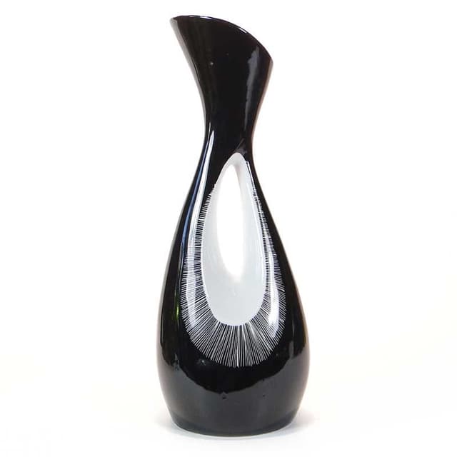 Wazon Calipso, porcelana czarny biały, Ćmielów, Polska, lata 50. - WYMIARY