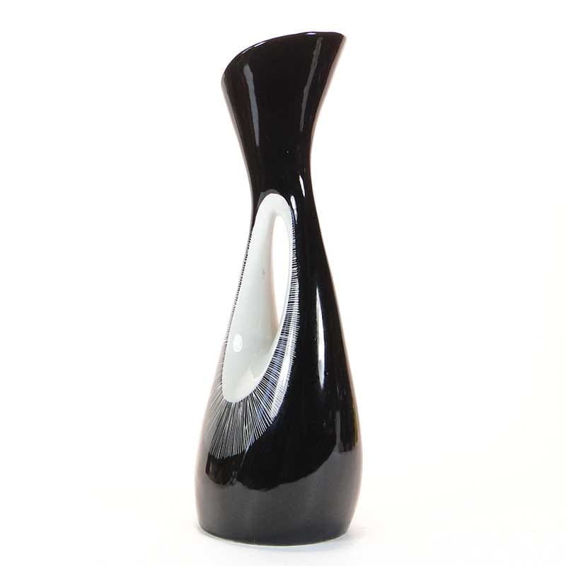 Wazon Calipso, porcelana czarny biały, Ćmielów, Polska, lata 50. - 368843
