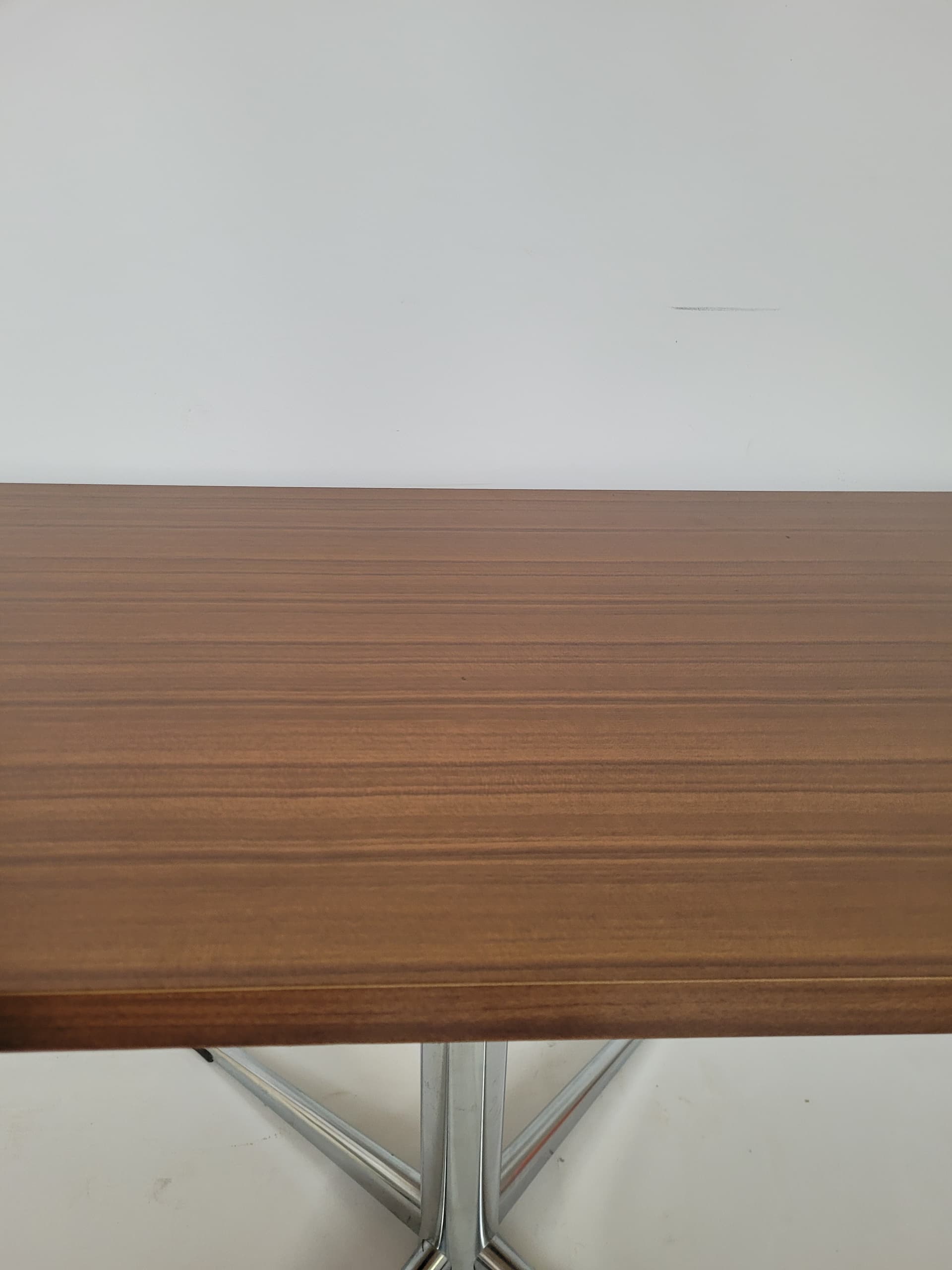 Stolik pomocniczy, brązowy, drewno, stal srebrna, lata 70. - 368850