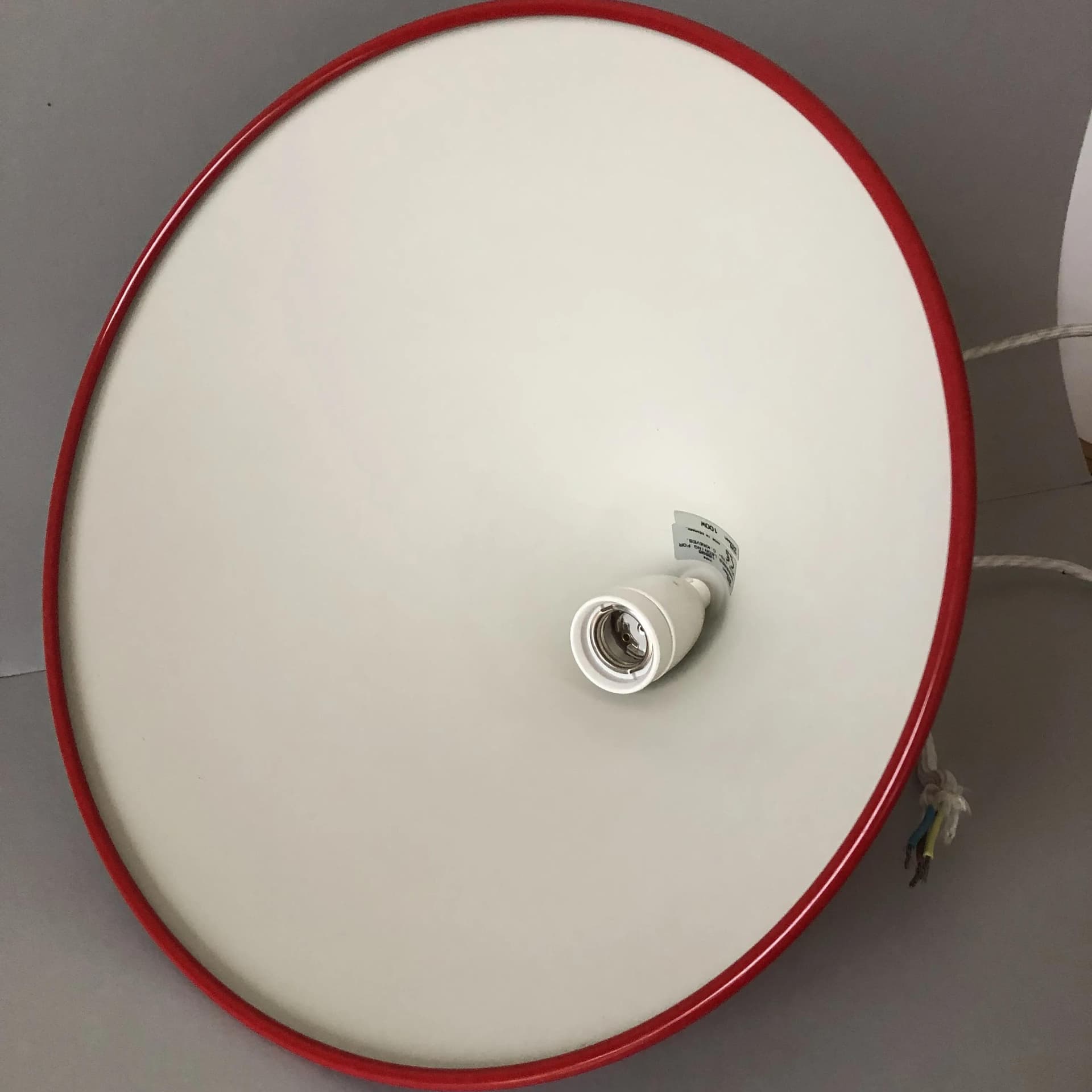 Pendant lamp, red lacquered aluminium, by A. Jacobsen, Louis Poulsen, Denmark, 1990s. - 26995