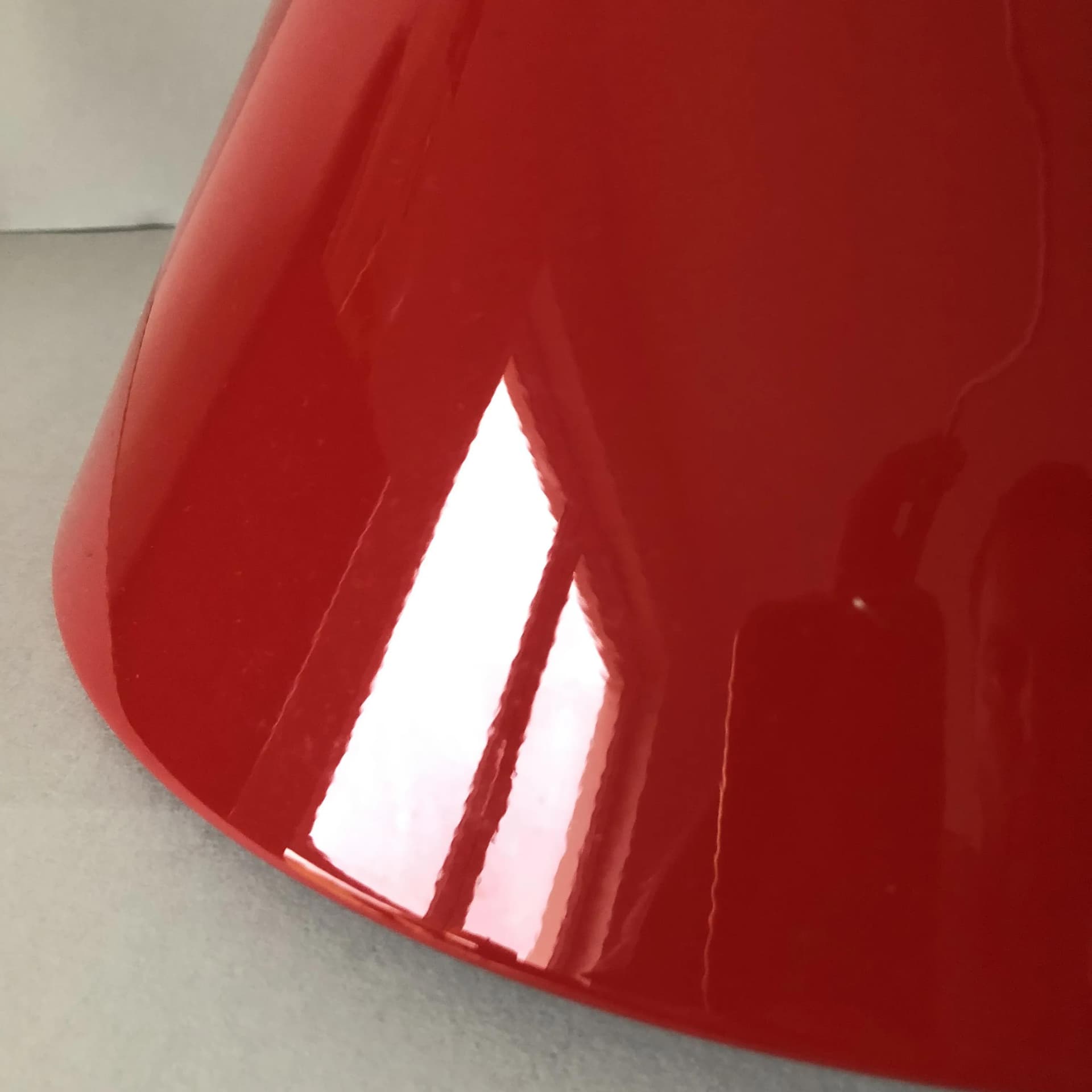 Pendant lamp, red lacquered aluminium, by A. Jacobsen, Louis Poulsen, Denmark, 1990s. - 26989