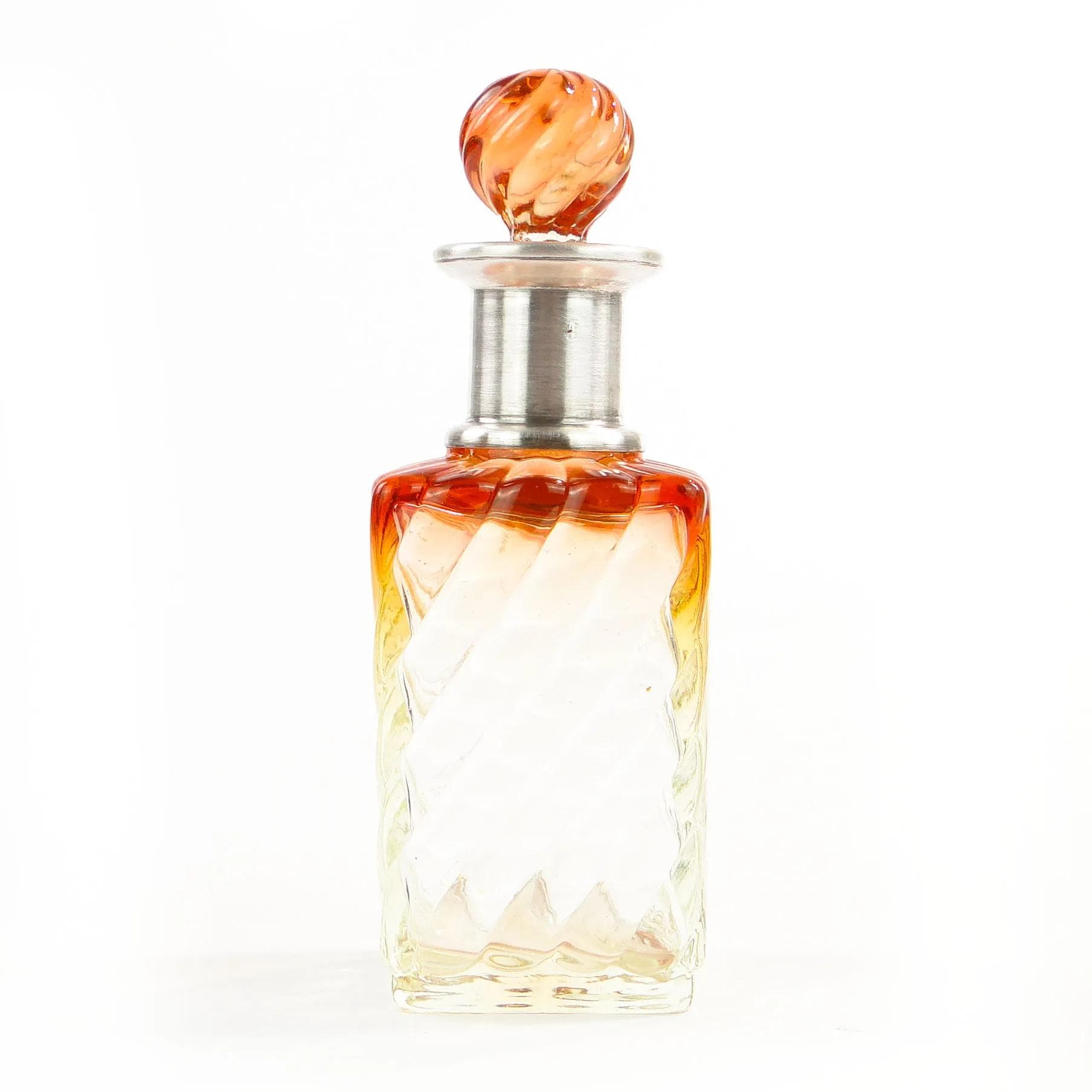 Flakon perfum secesyjny, kryształ pomarańczowy, srebro, Baccarat, Francja, początek XX w. - 368987