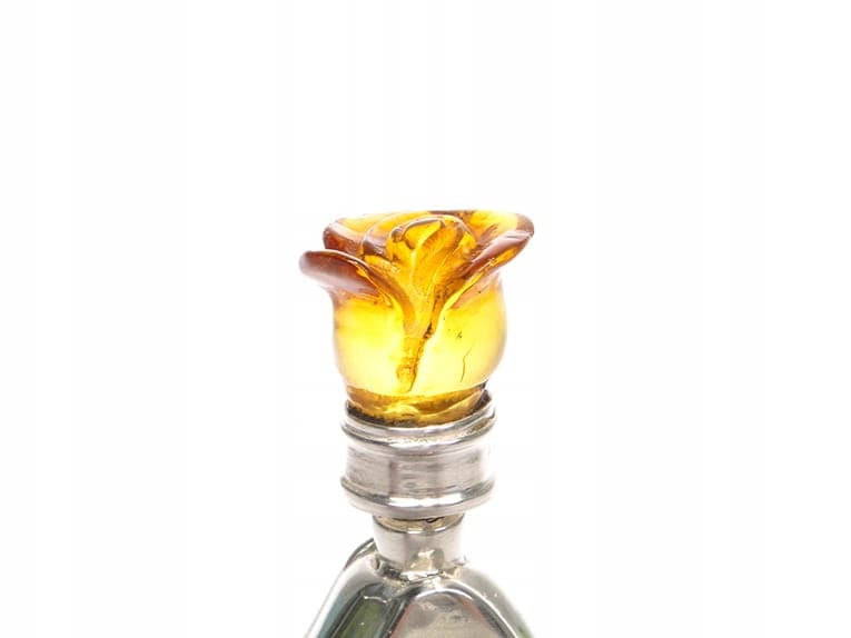 Flakon na perfumy, srebro srebrny, bursztyn złoty, Polska, lata 70. - 369054
