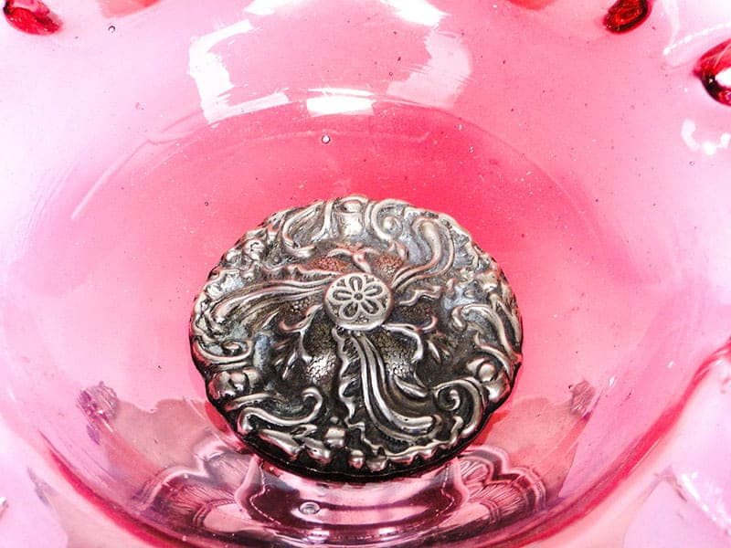 Patera empire, szkło różowy, srebro, Włochy, XIX w. - 369108