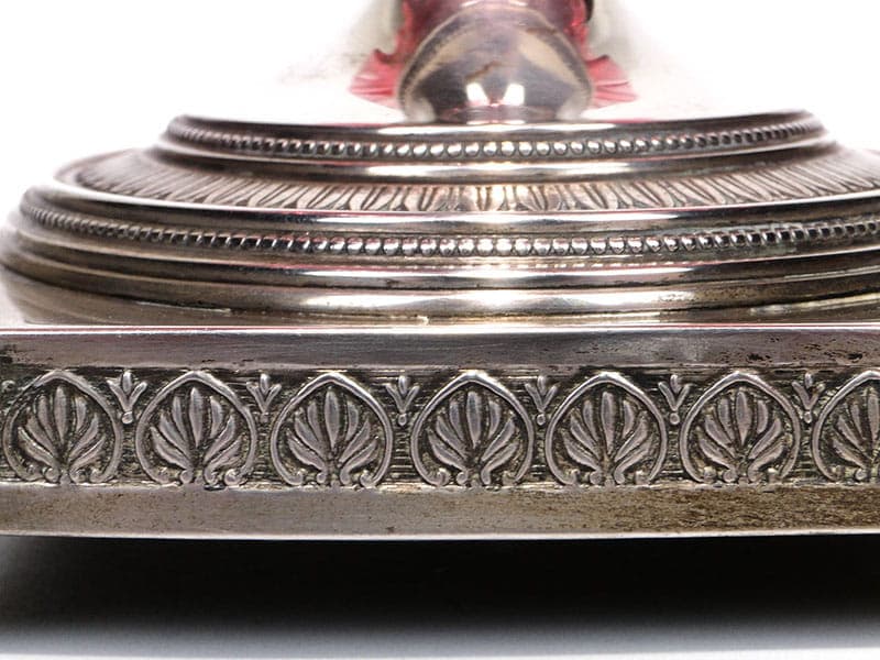 Patera empire, szkło różowy, srebro, Włochy, XIX w. - 369110