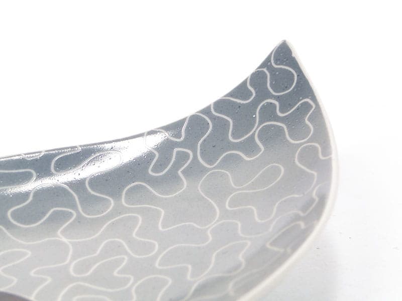 Patera listek, szary biały czarny, porcelana, Chodzież, Polska, lata 60. - 369314